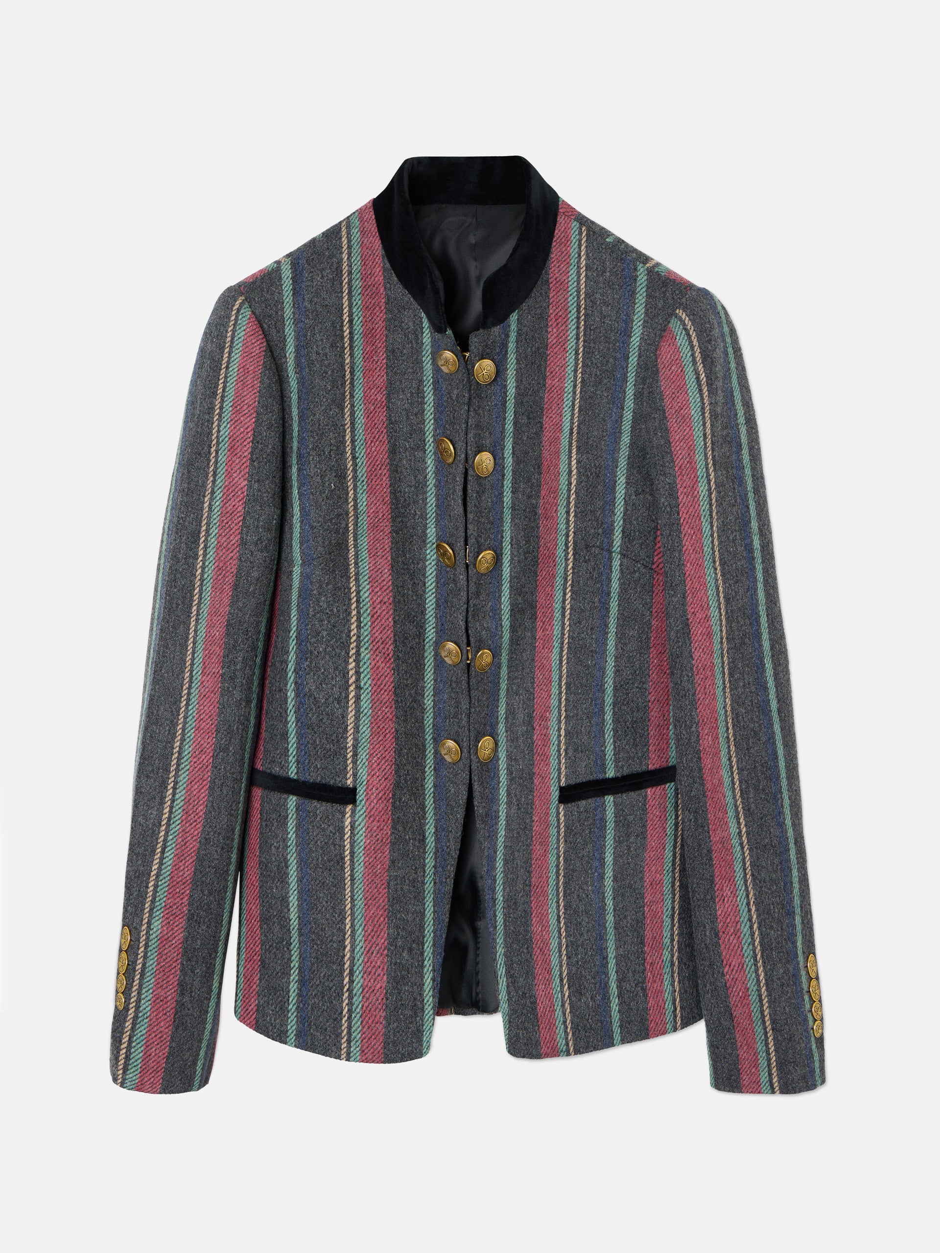 Blazer unique à rayures grises pour femme