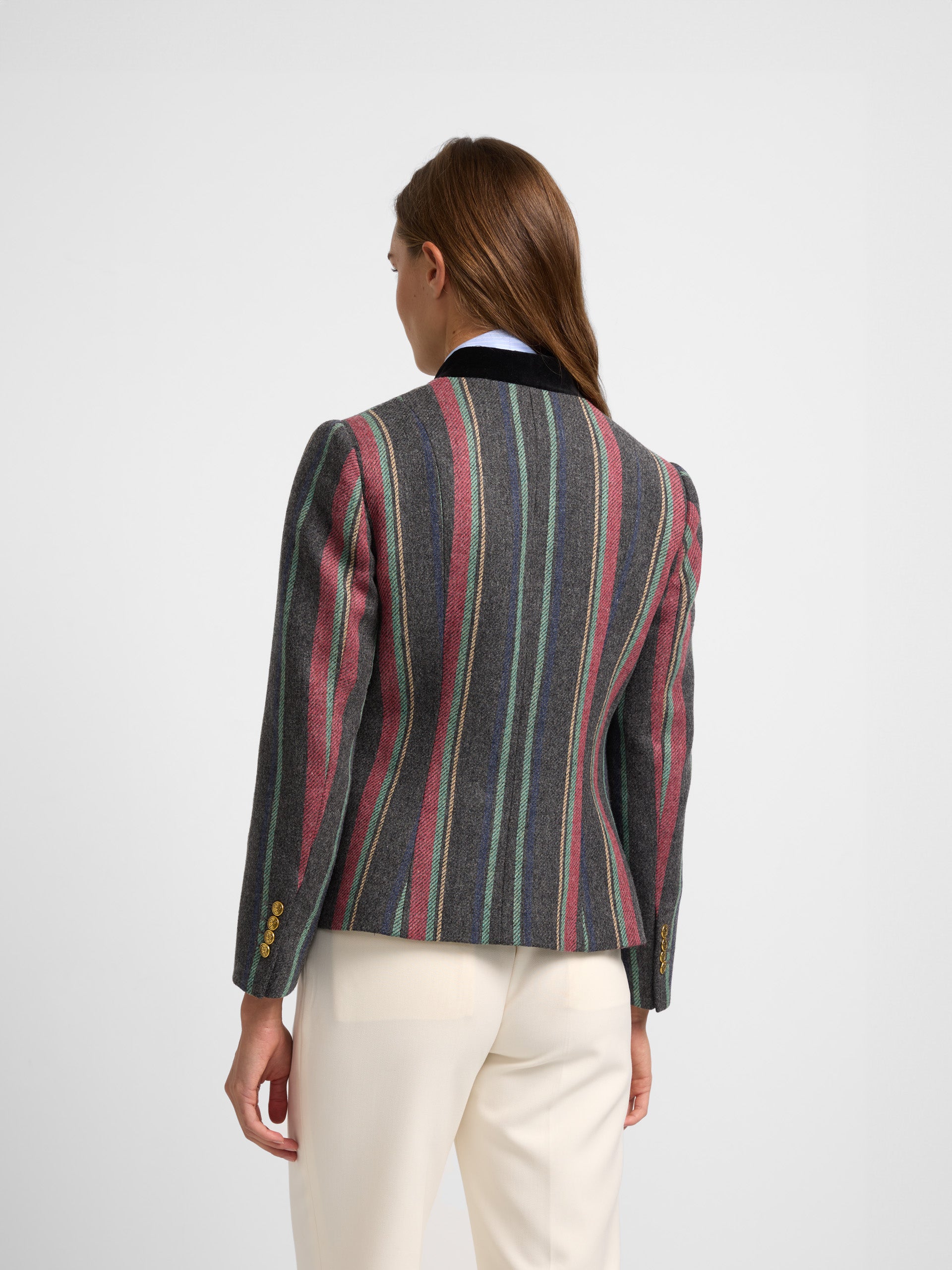 Blazer unique à rayures grises pour femme