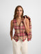 Unique pink checked woman vest