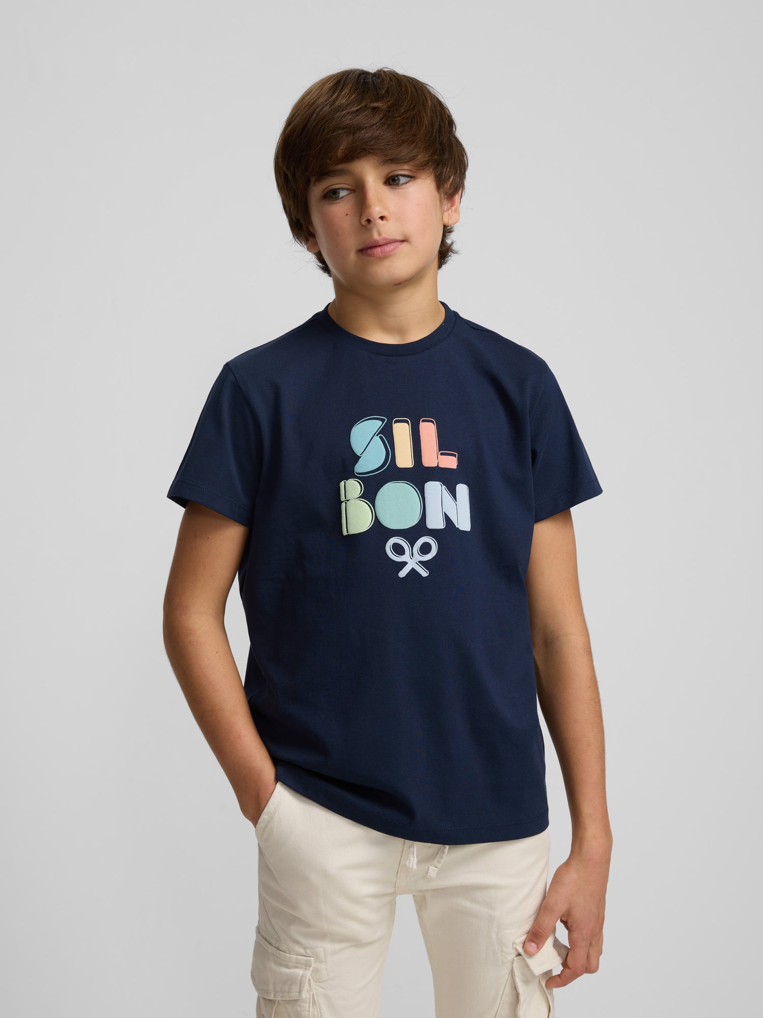 Camiseta kids silbon colores azul marino