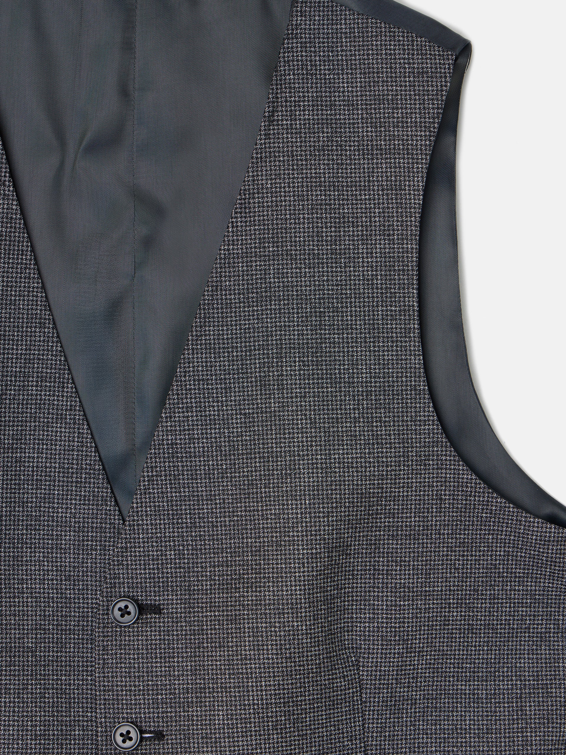 Grey Houndstooth Straight Suit Vest