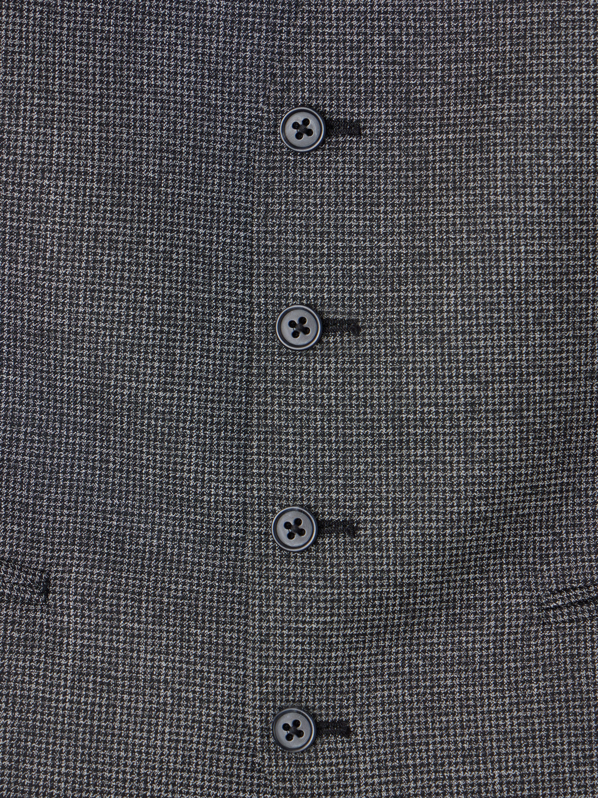 Grey Houndstooth Straight Suit Vest