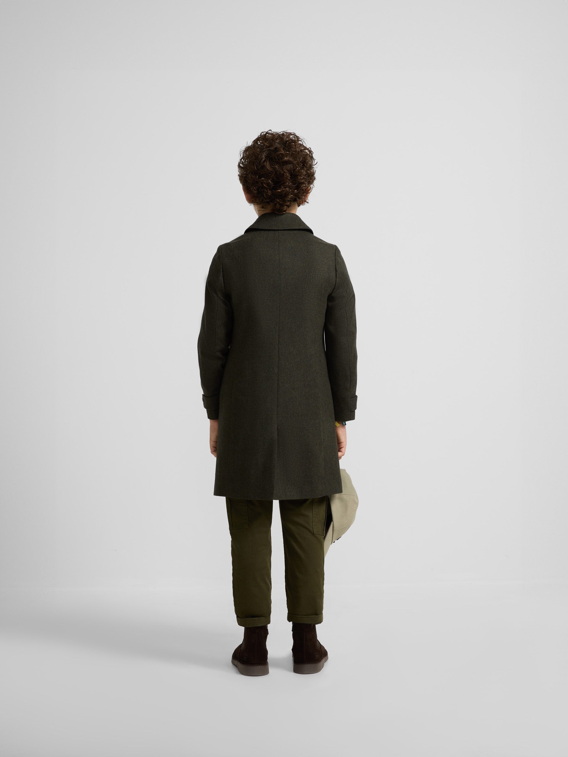 Kids green herringbone coat