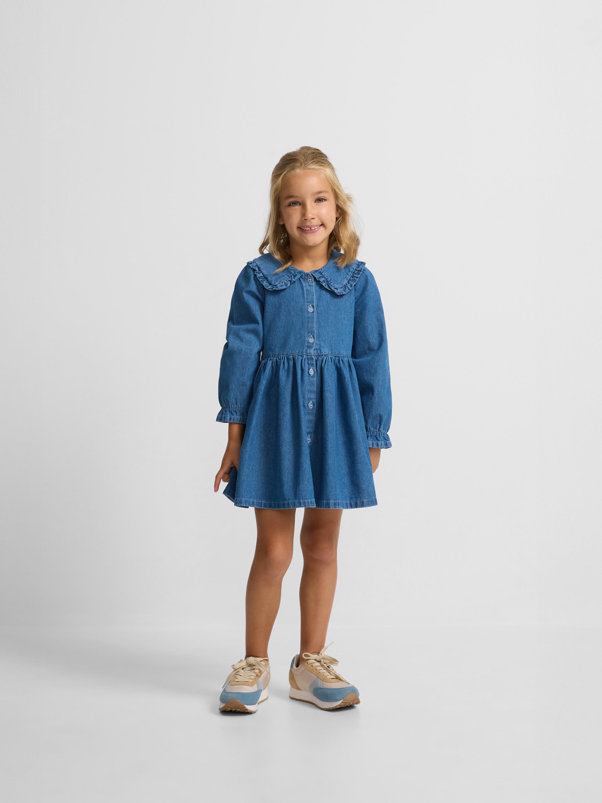 Mini-robe fille détails denim