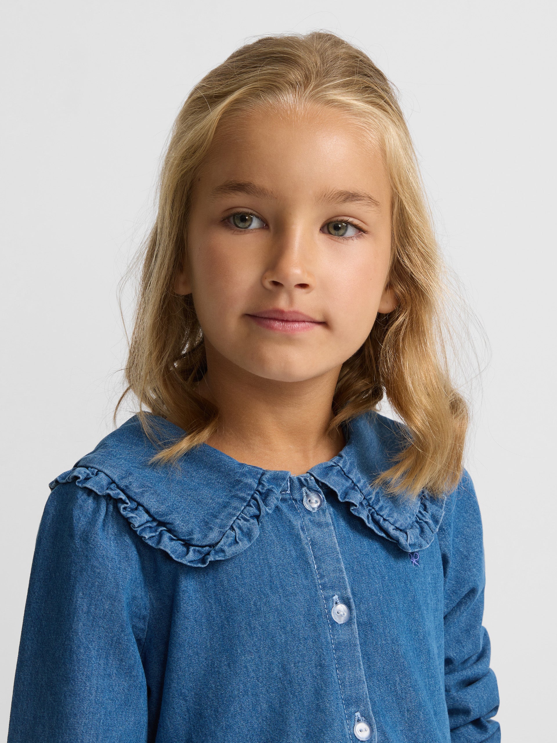 Mini-robe fille détails denim