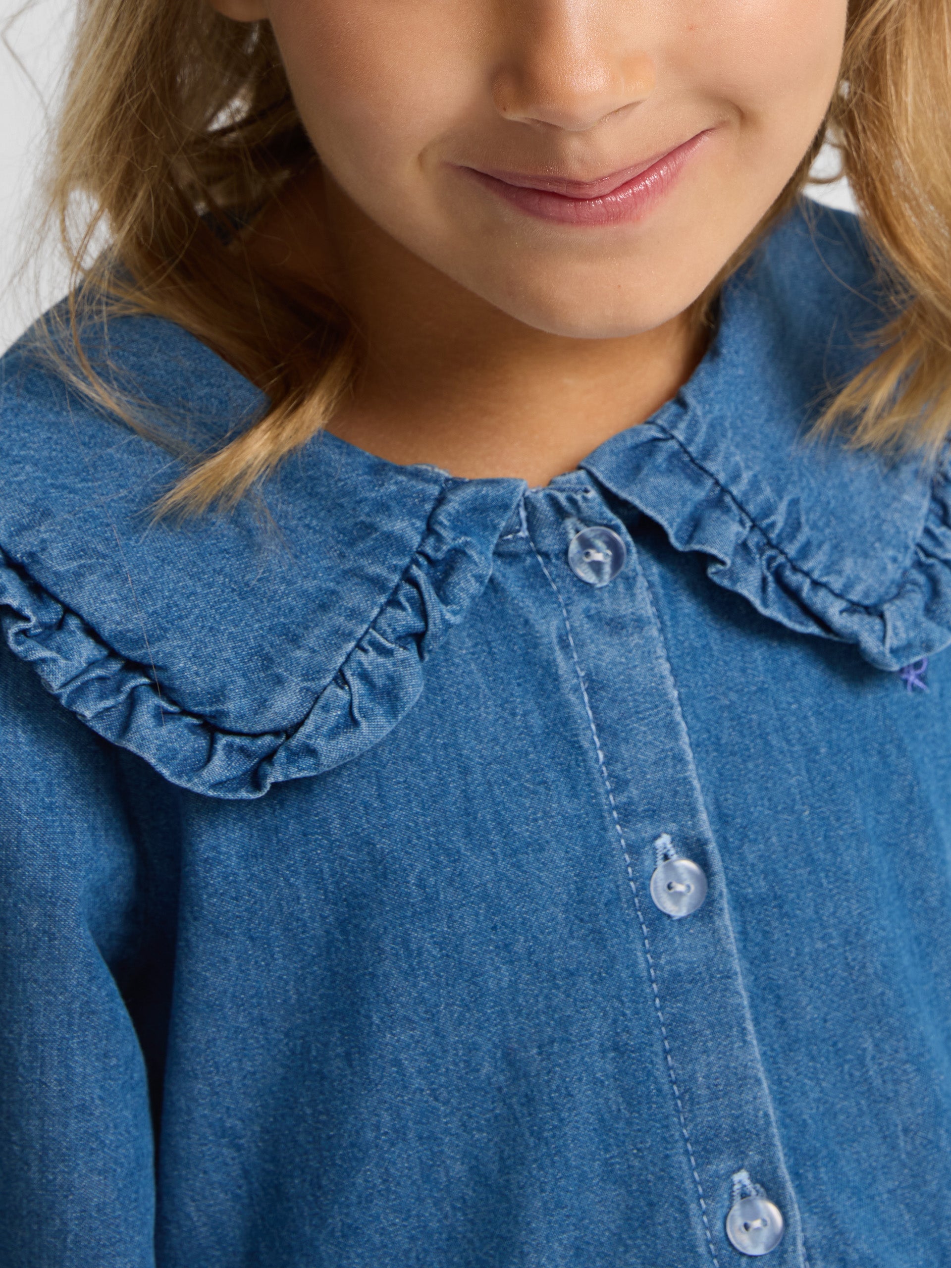 Mini-robe fille détails denim