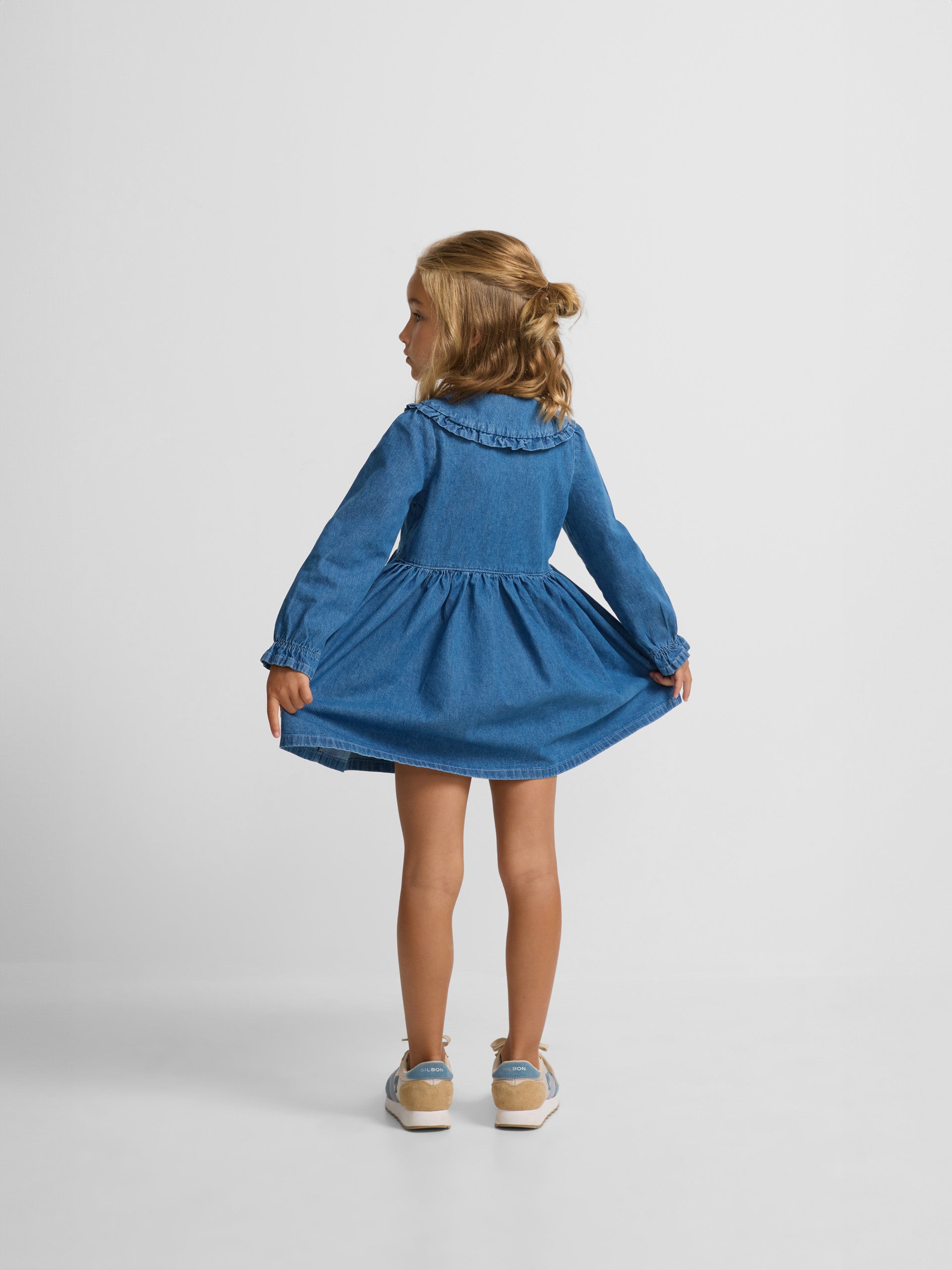 Girl mini dress with denim details