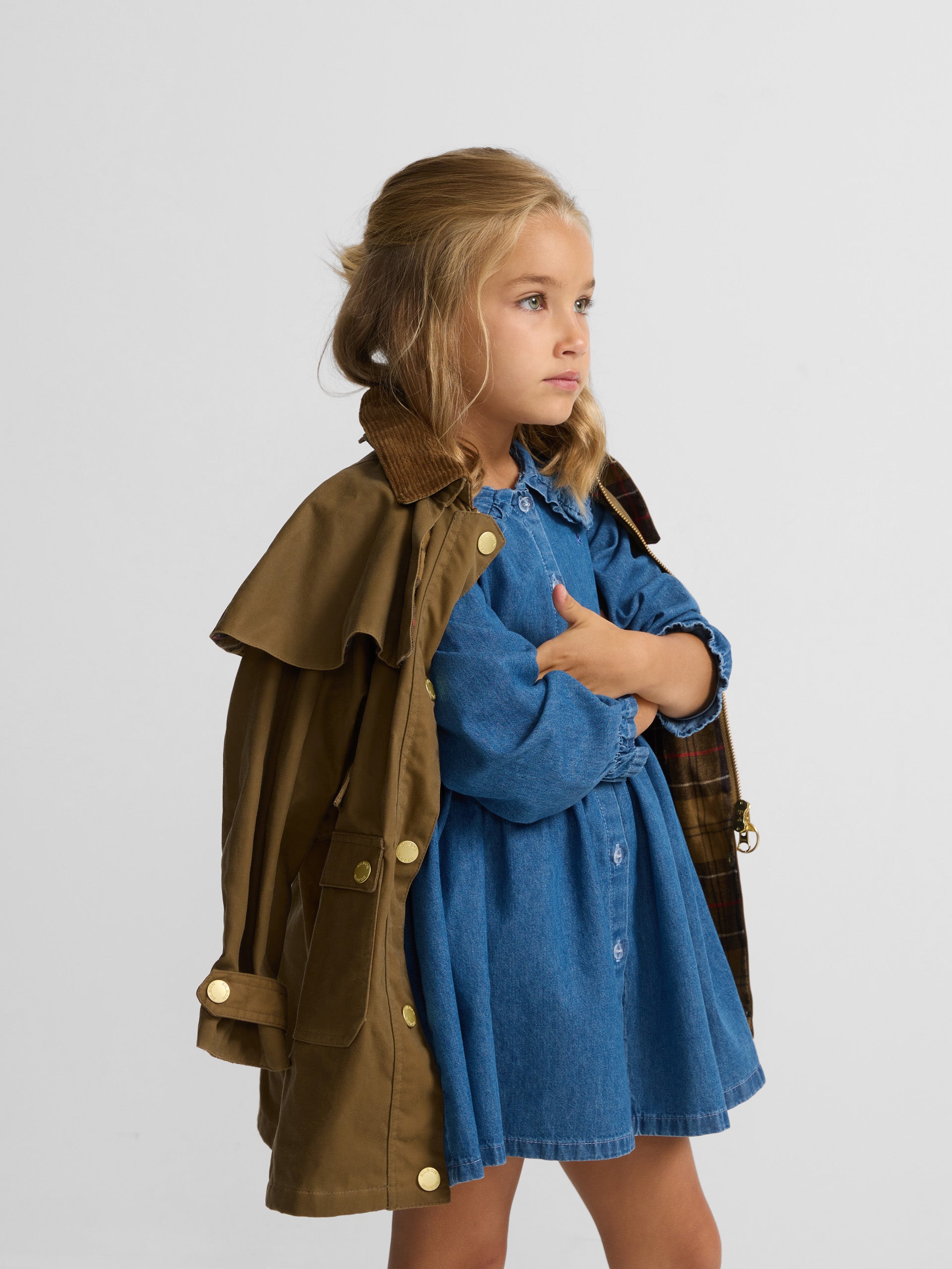 Mini-robe fille détails denim