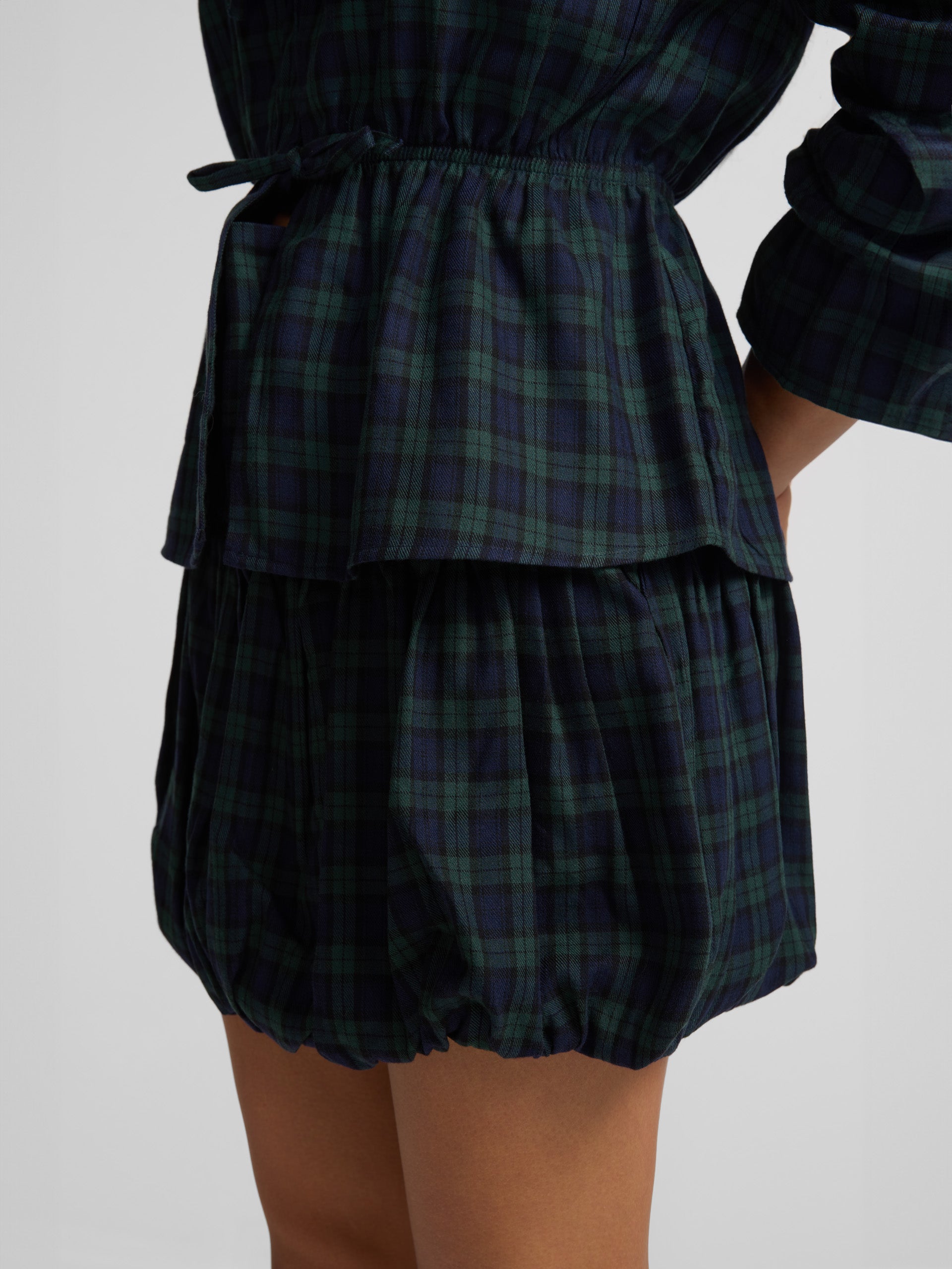 Navy and green balloon mini skirt