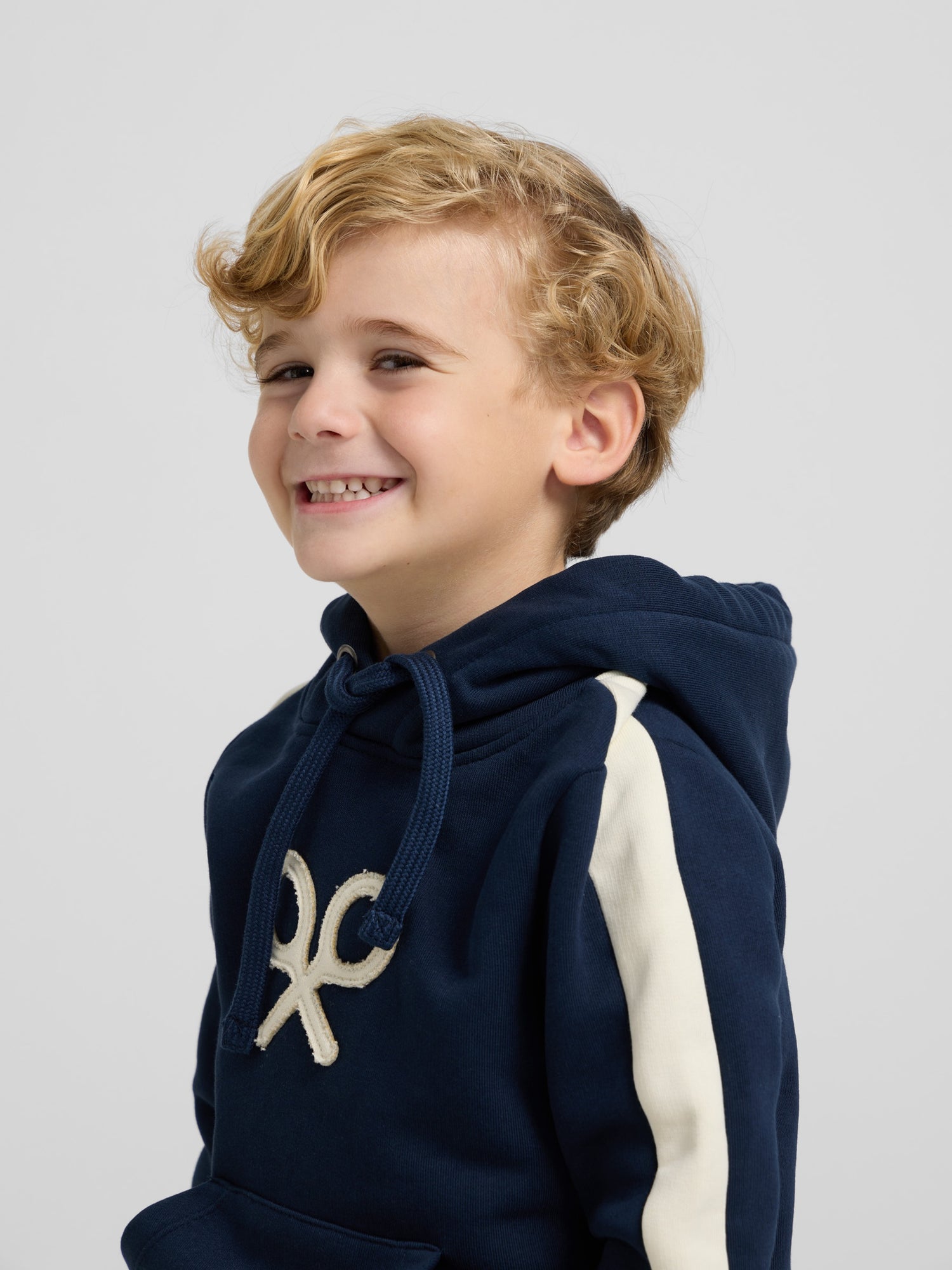 Kids sports sweatshirt with kangaroo pocket in navy blue