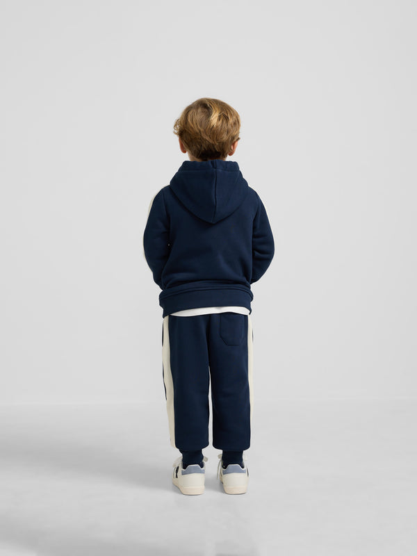 Kids sports sweatshirt with kangaroo pocket in navy blue