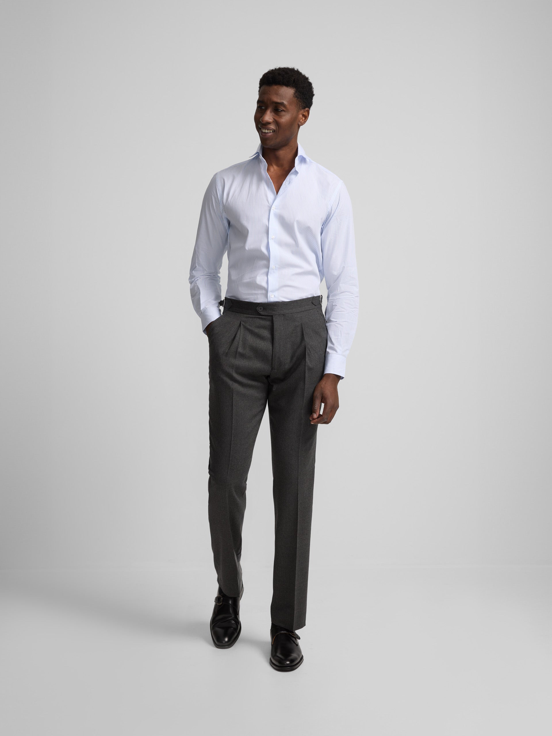 Charcoal grey pleated dress pants