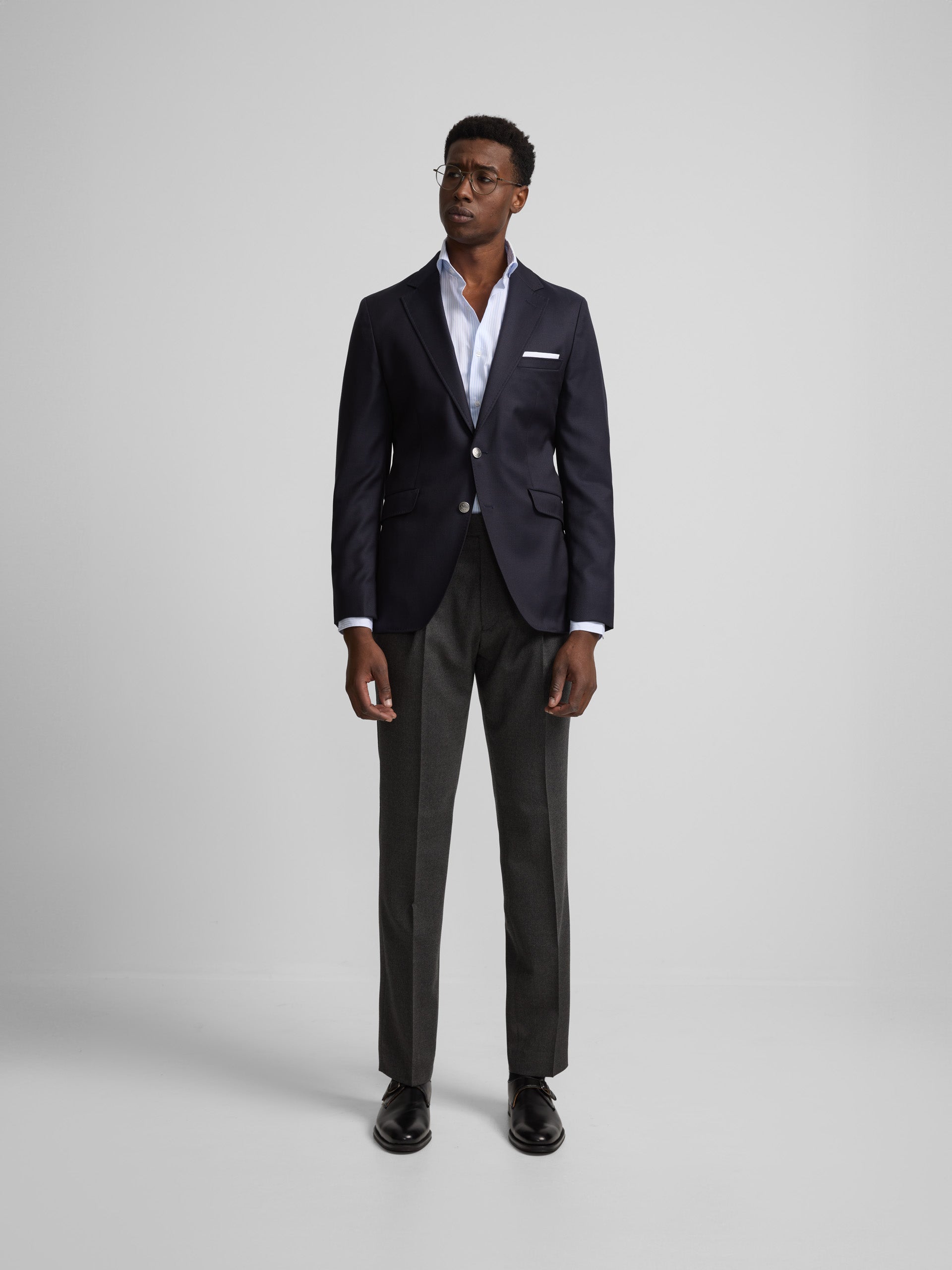 Charcoal grey pleated dress pants