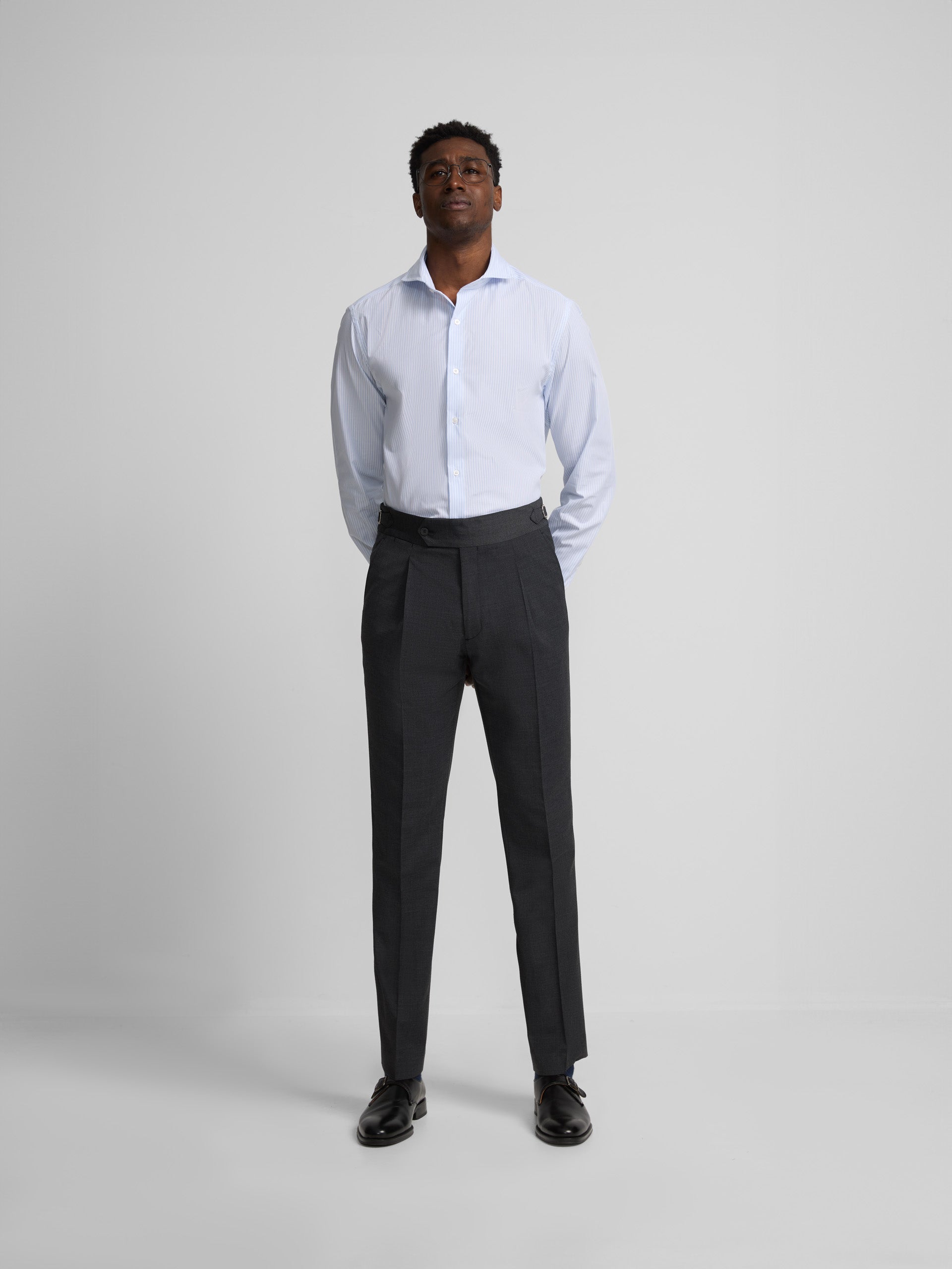 Charcoal gray extended dress pants