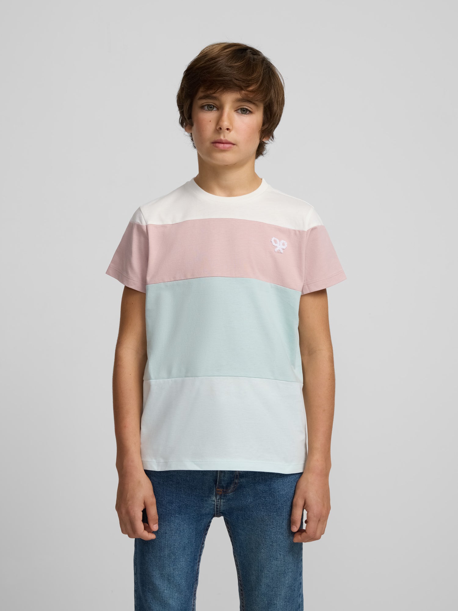 Camiseta kids rayas anchas coral