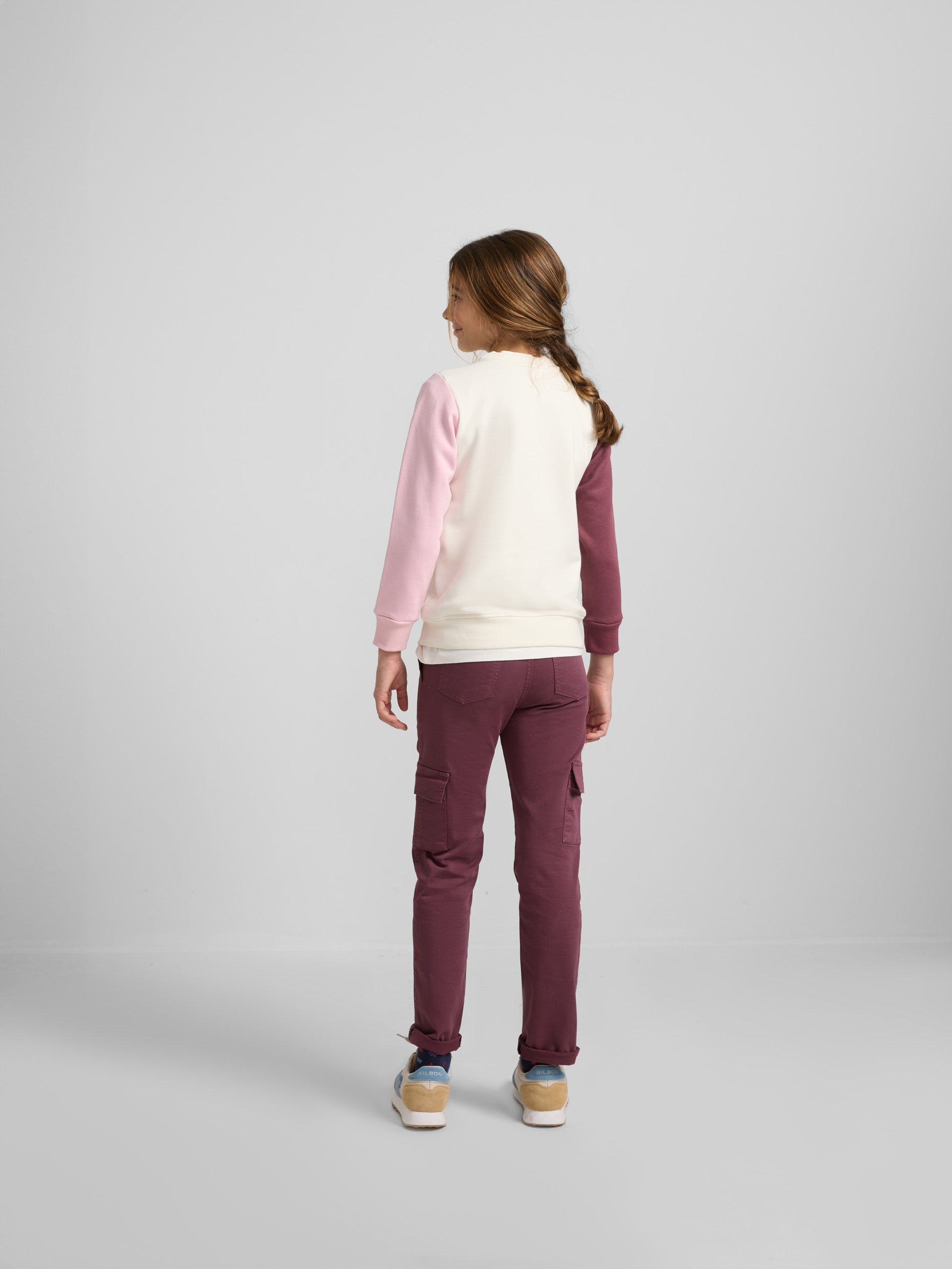 Sudadera girl combinada rosa y morado