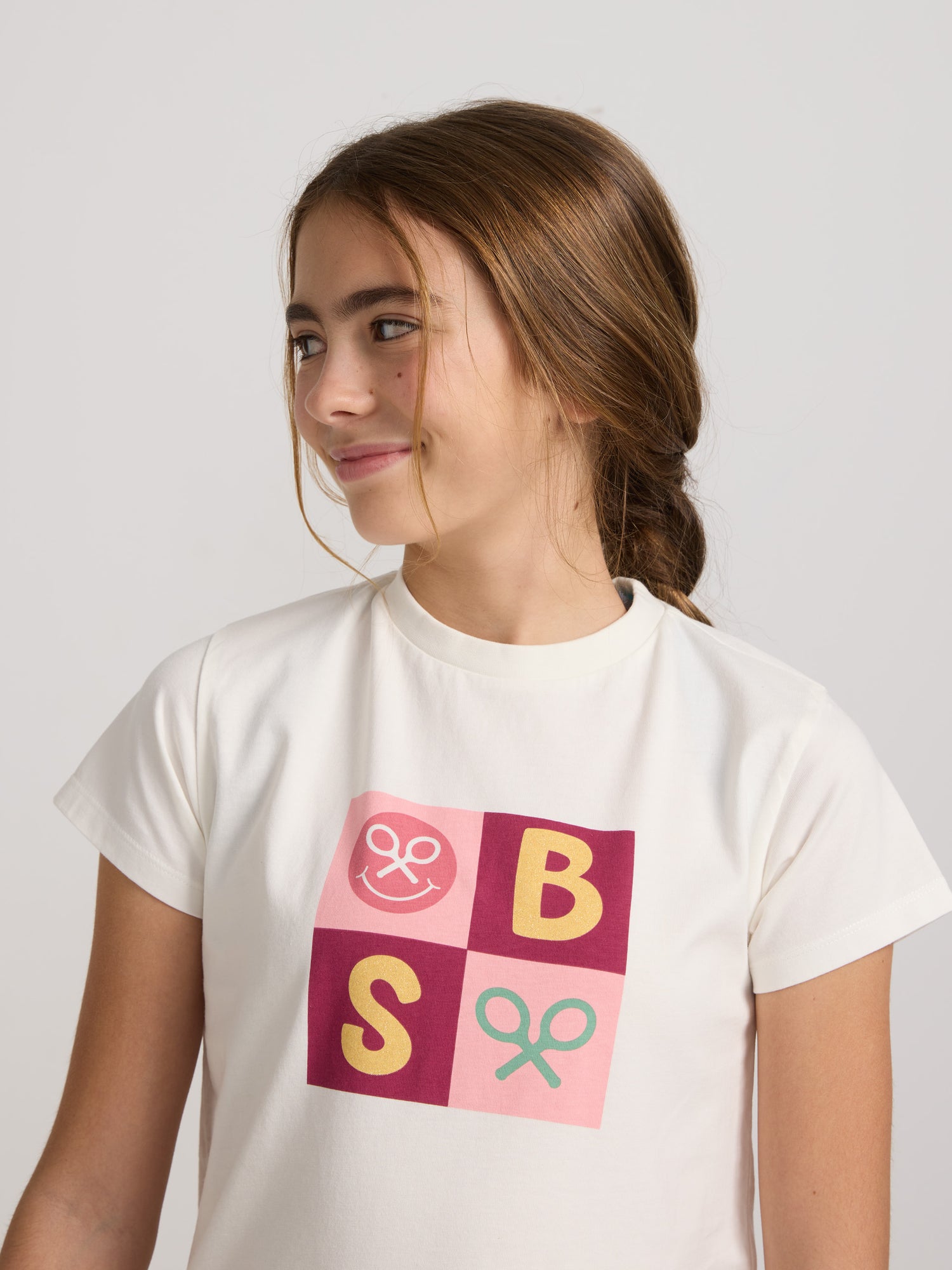 T-shirt sourire fille combiné blanc