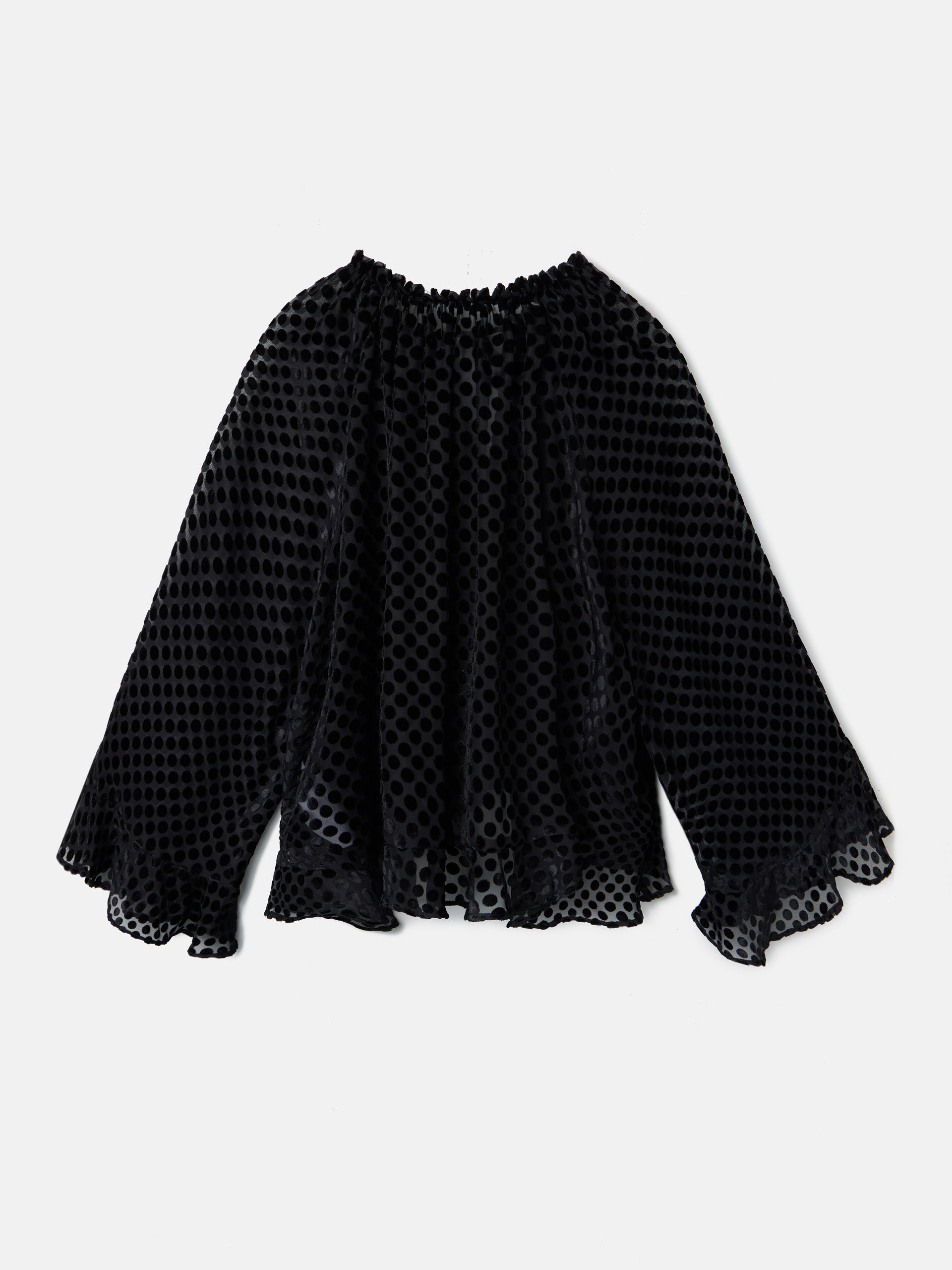 Black polka dot chiffon cape