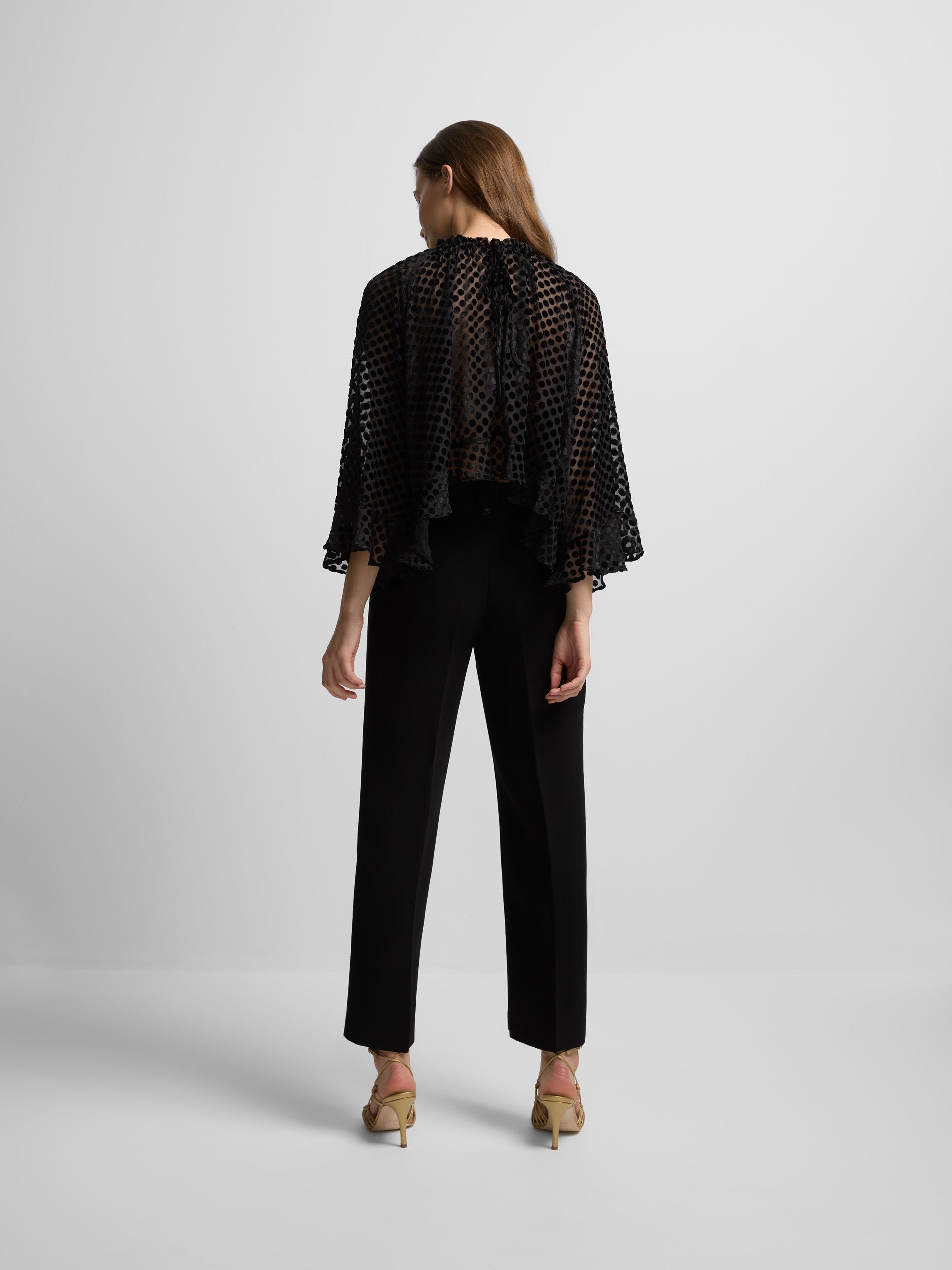 Black polka dot chiffon cape