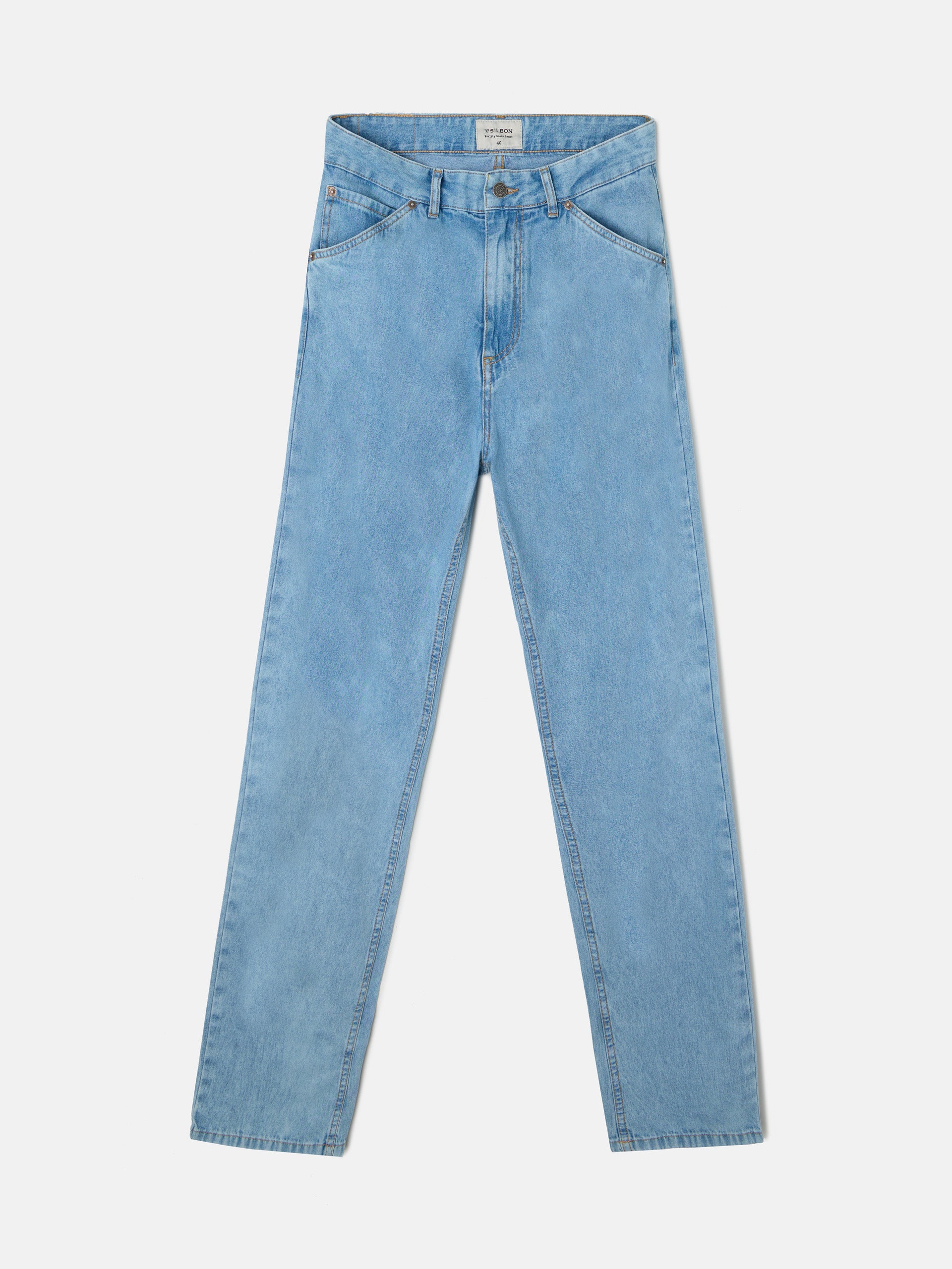 Relaxed blue washed denim sport pants