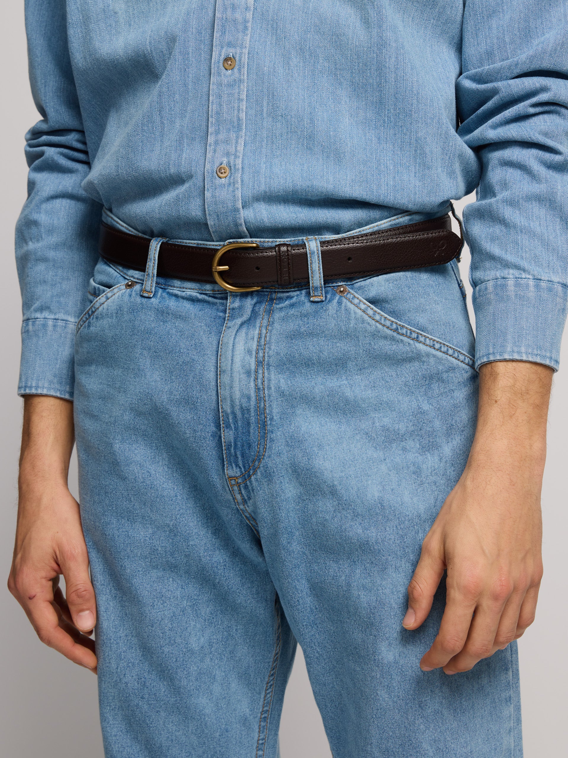 Relaxed blue washed denim sport pants