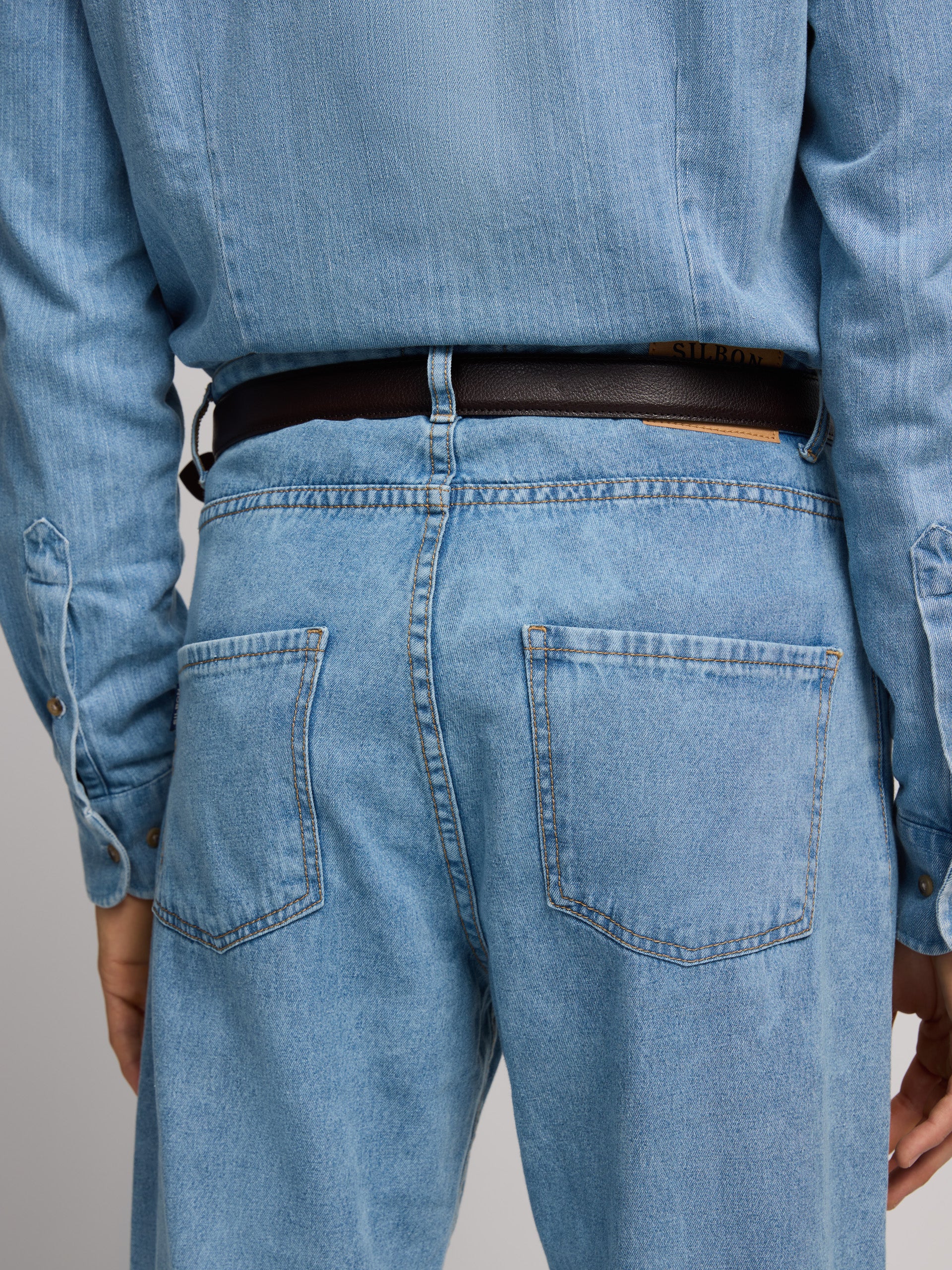 Relaxed blue washed denim sport pants