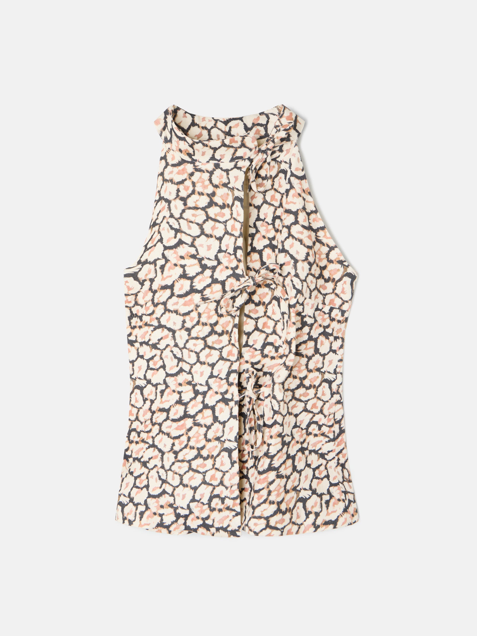 Brown animal print linen vest