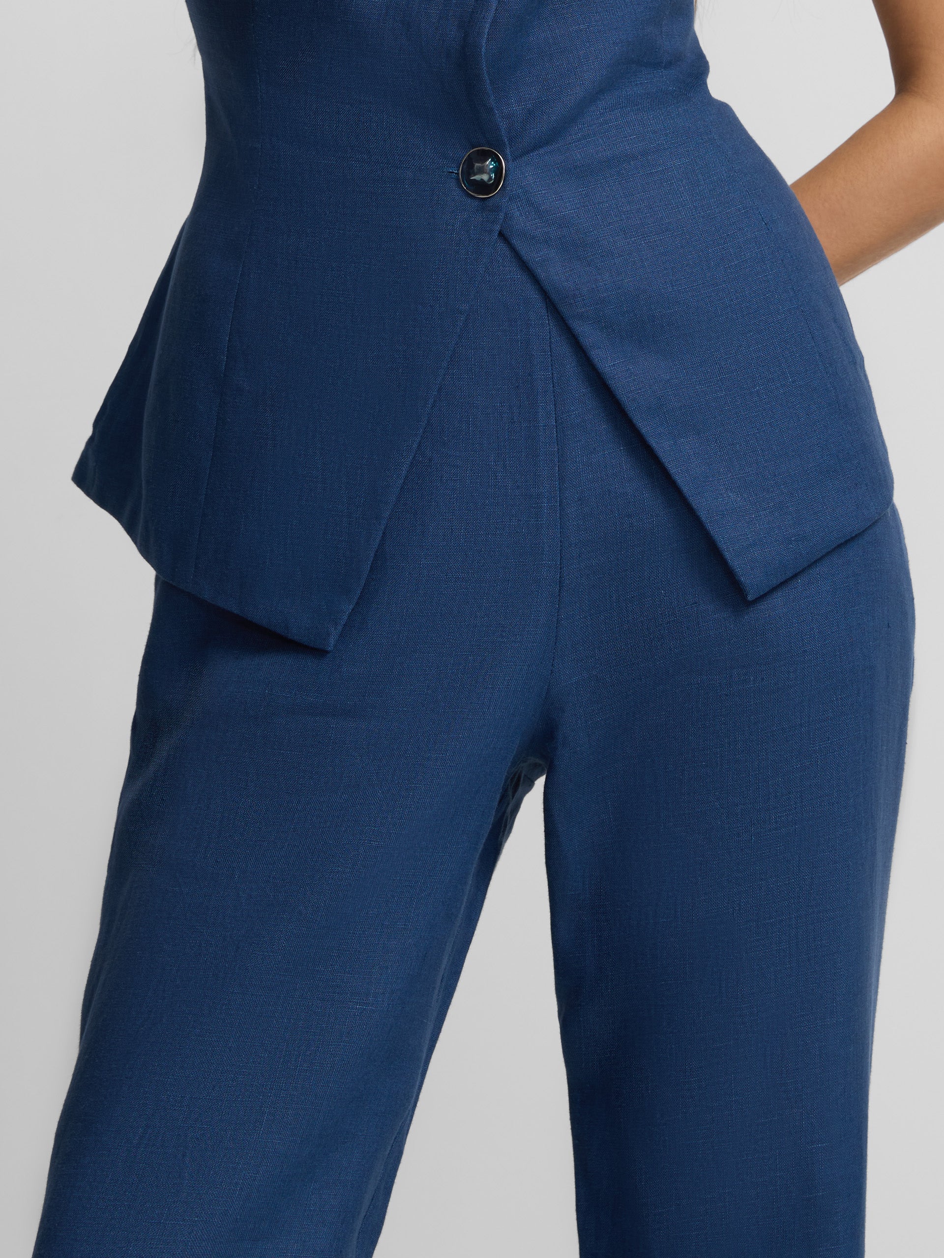 Pantalon lino azul marino