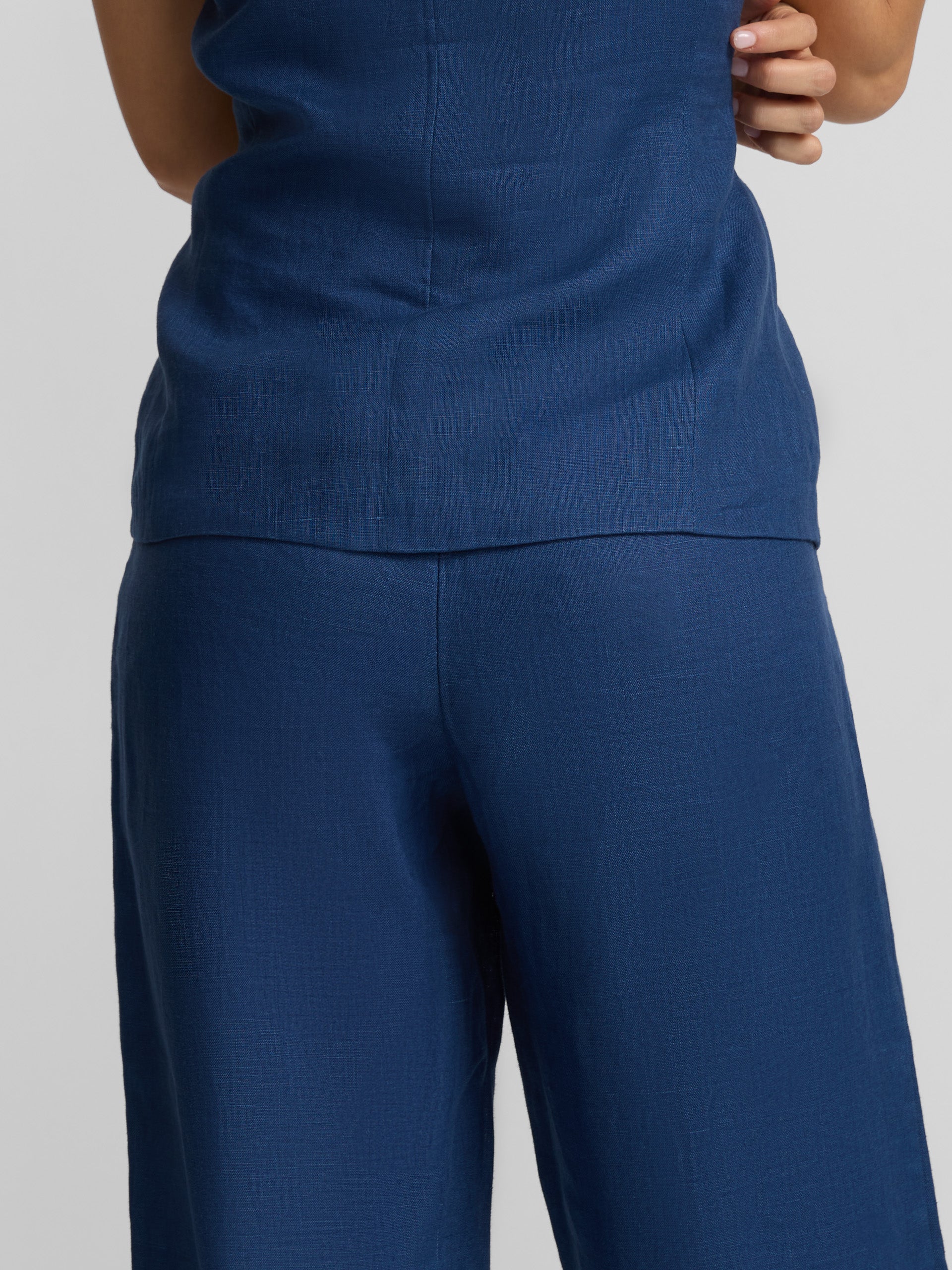 Pantalon lino azul marino