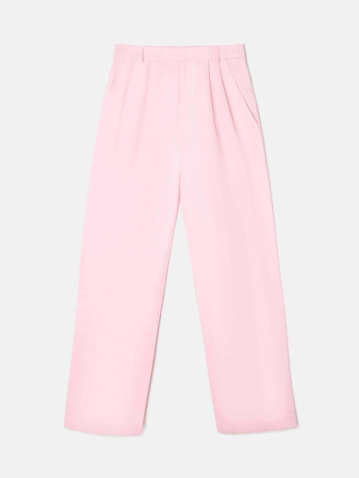 Pantalon lino pinzas rosa