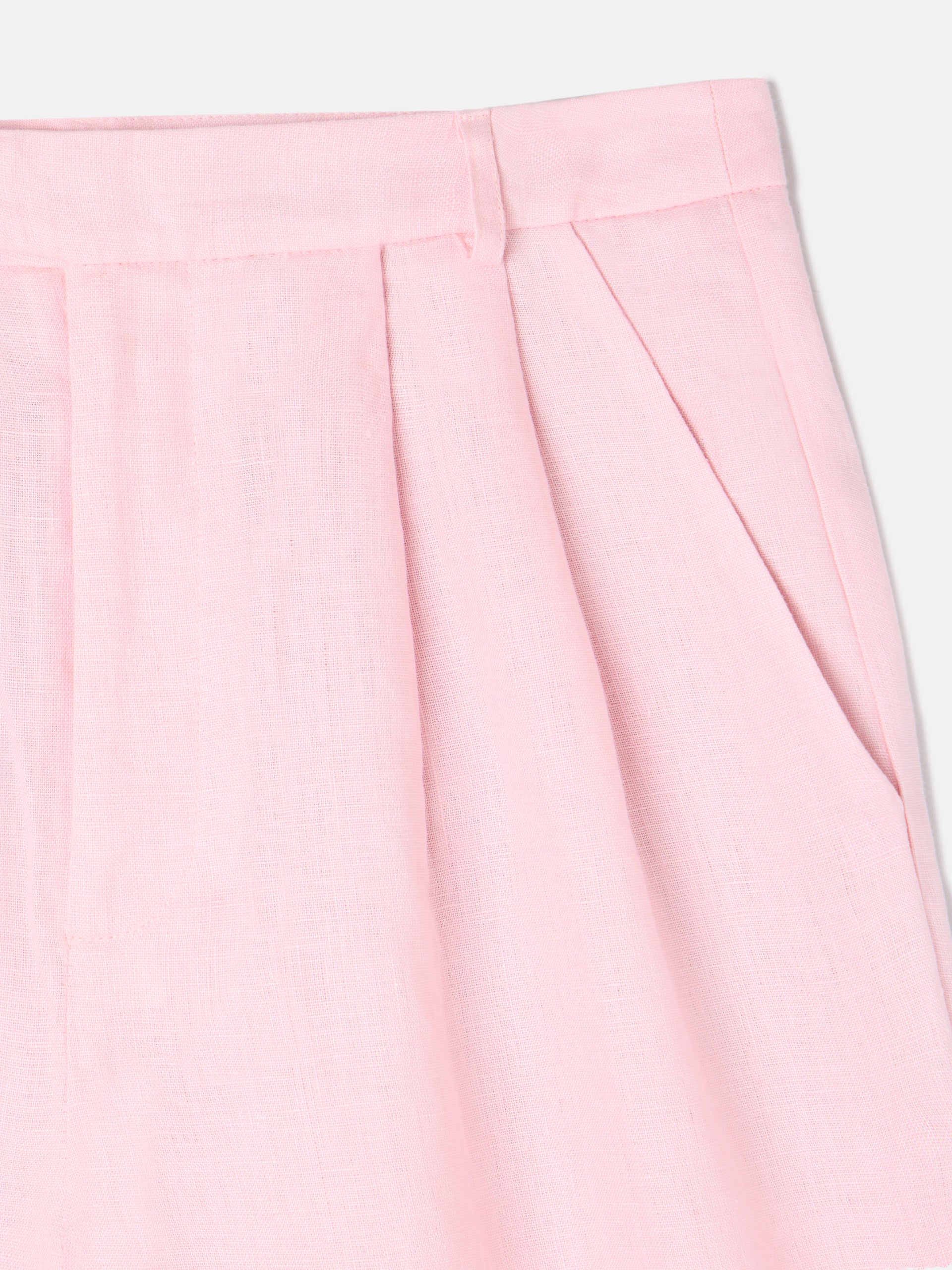 Pantalon lino pinzas rosa