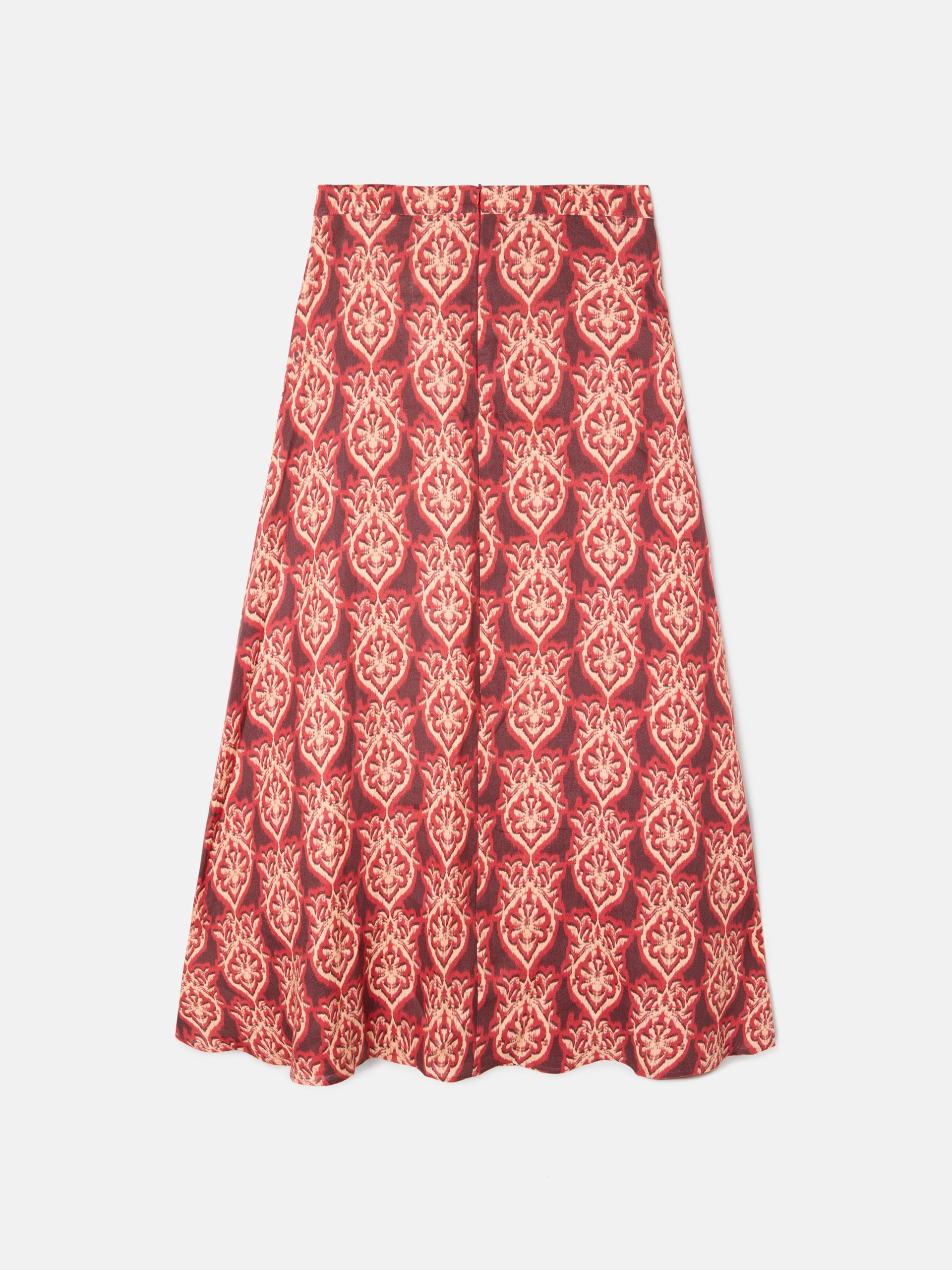 Falda lino midi estampado rojos