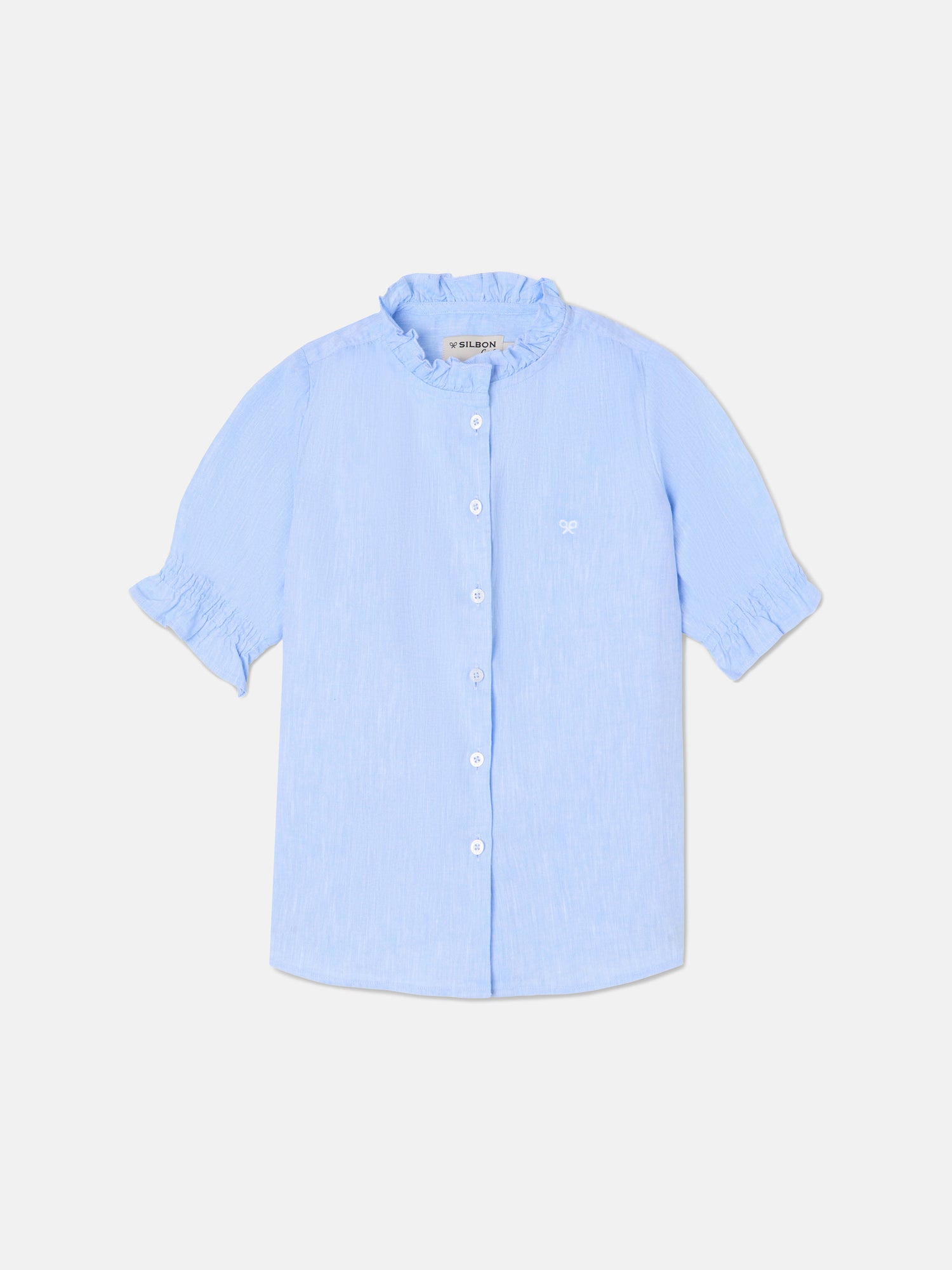 Girl's blue linen blouse