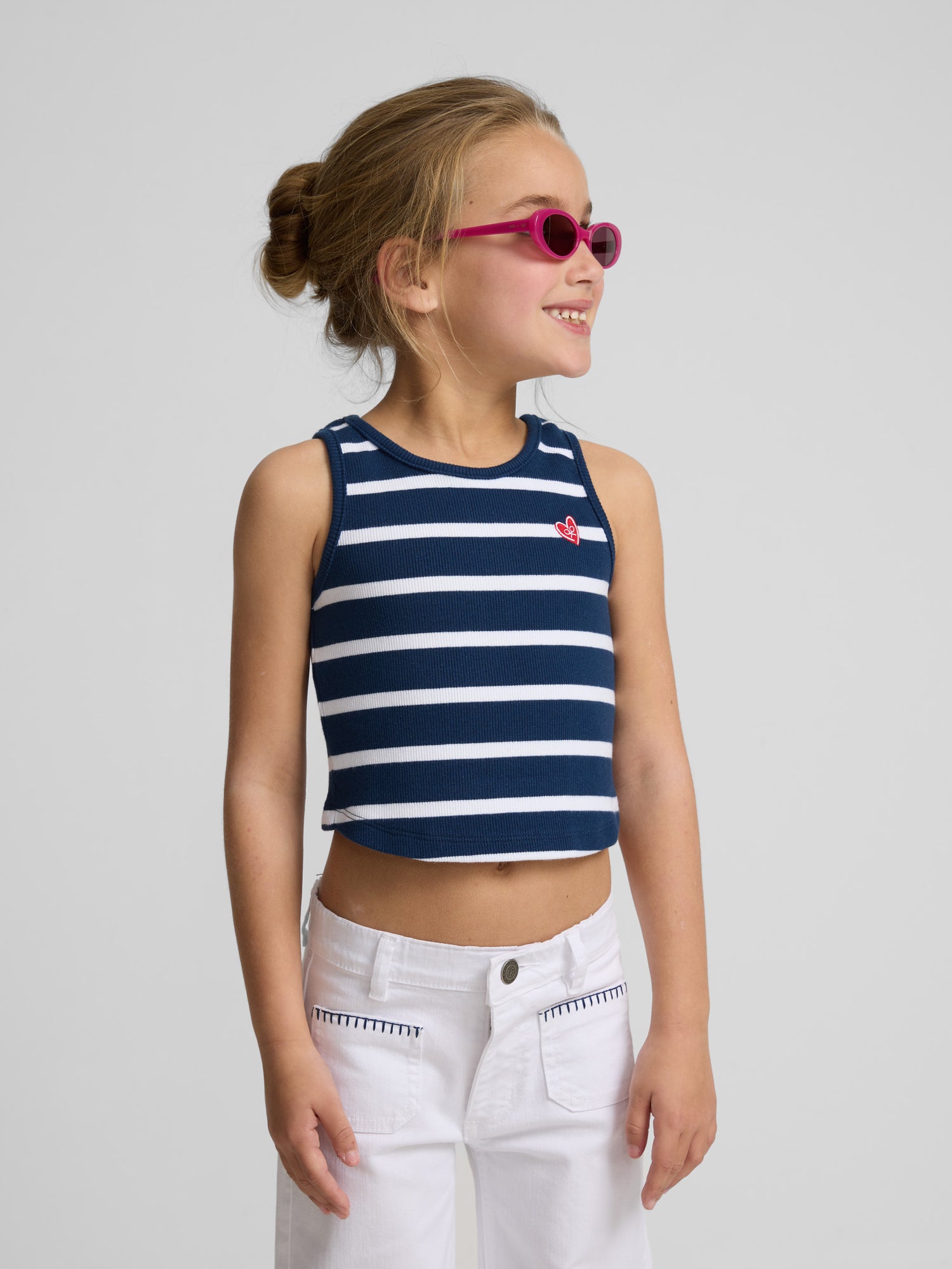 Girl tank top with blue stripes