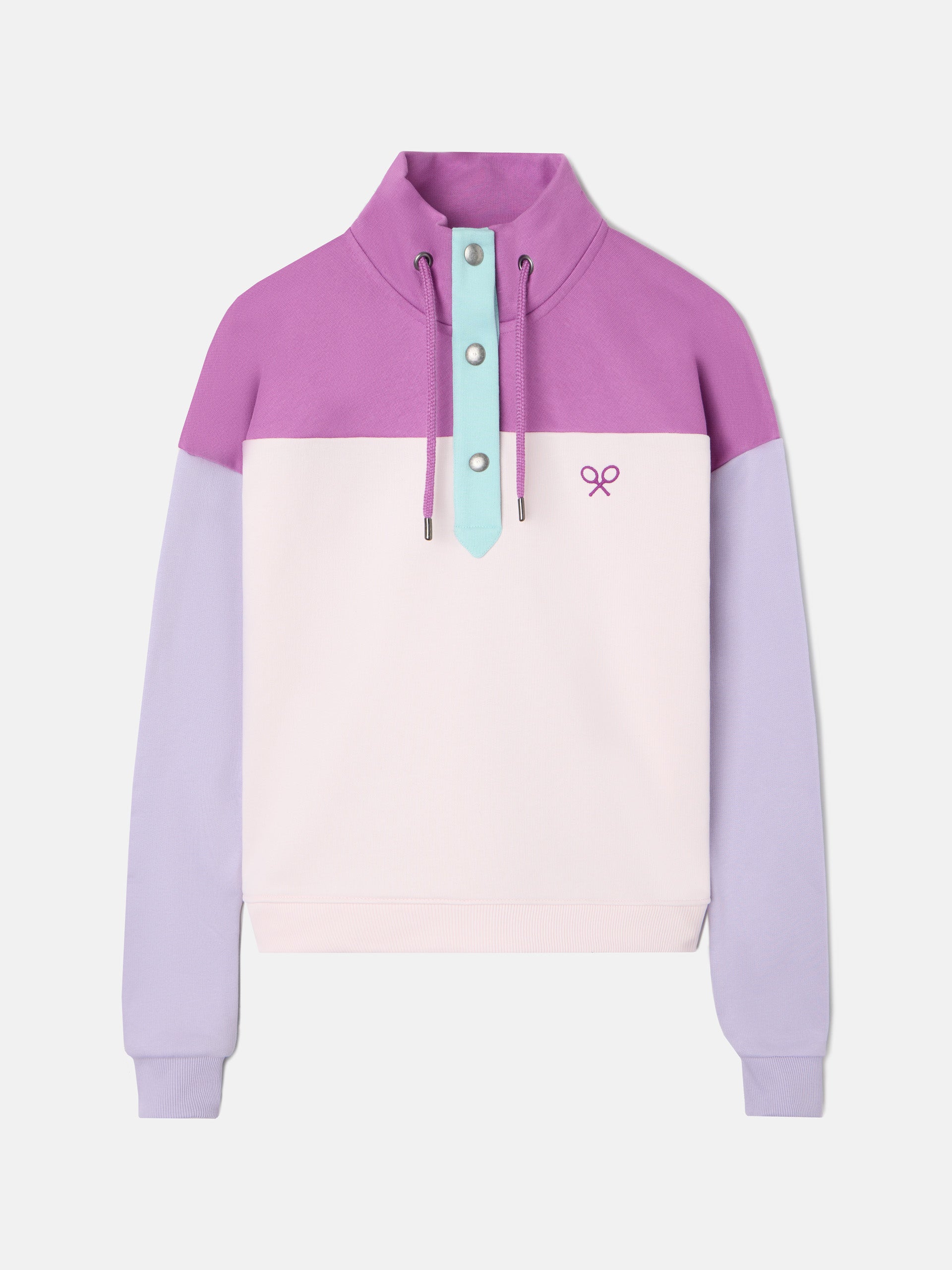 Purple women's button-down sweatshirt