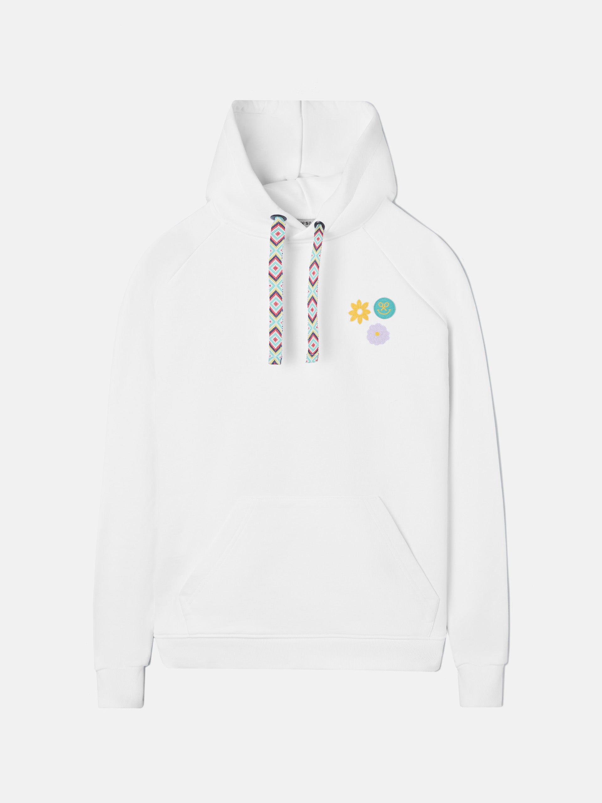 Sweat femme fleurs sourire blanches