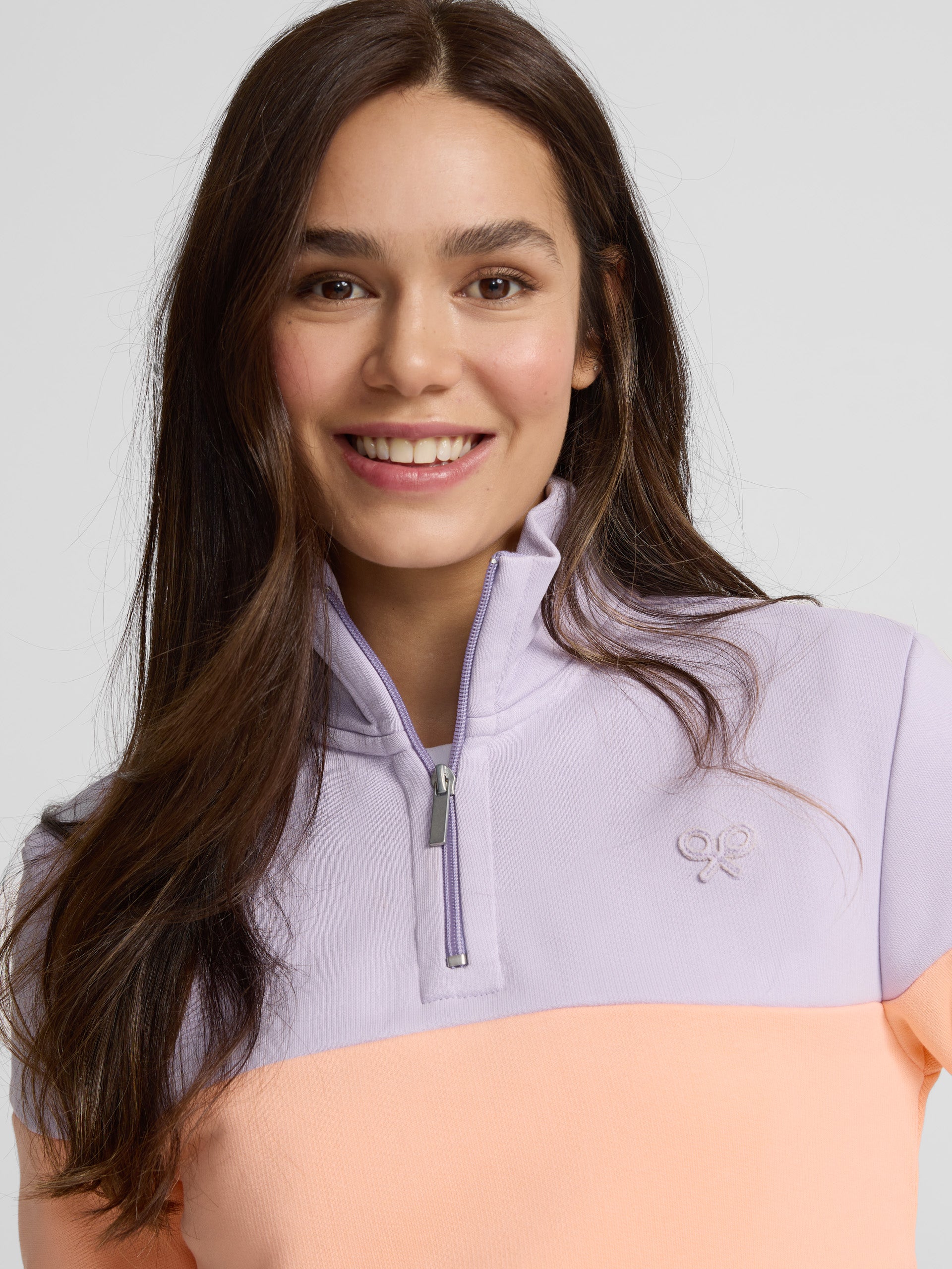 Tricolor lilac and orange women's sweatshirt