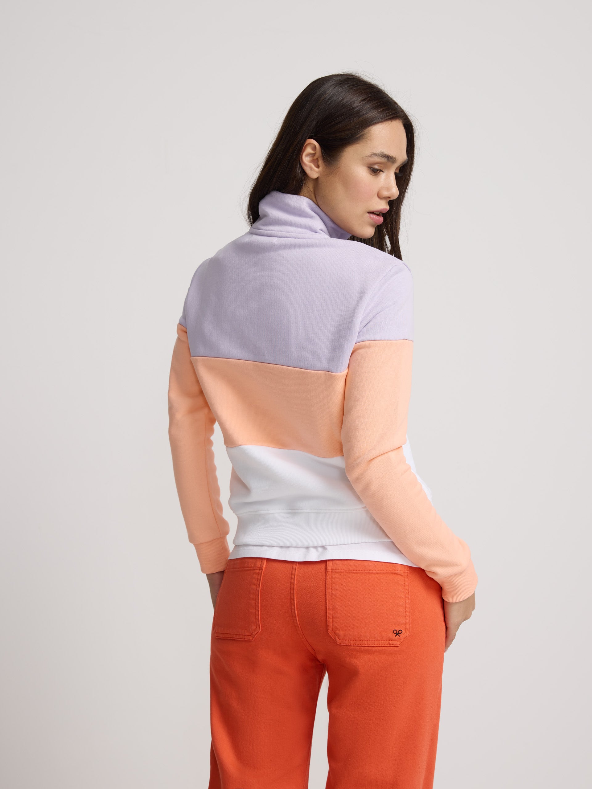 Tricolor lilac and orange women's sweatshirt