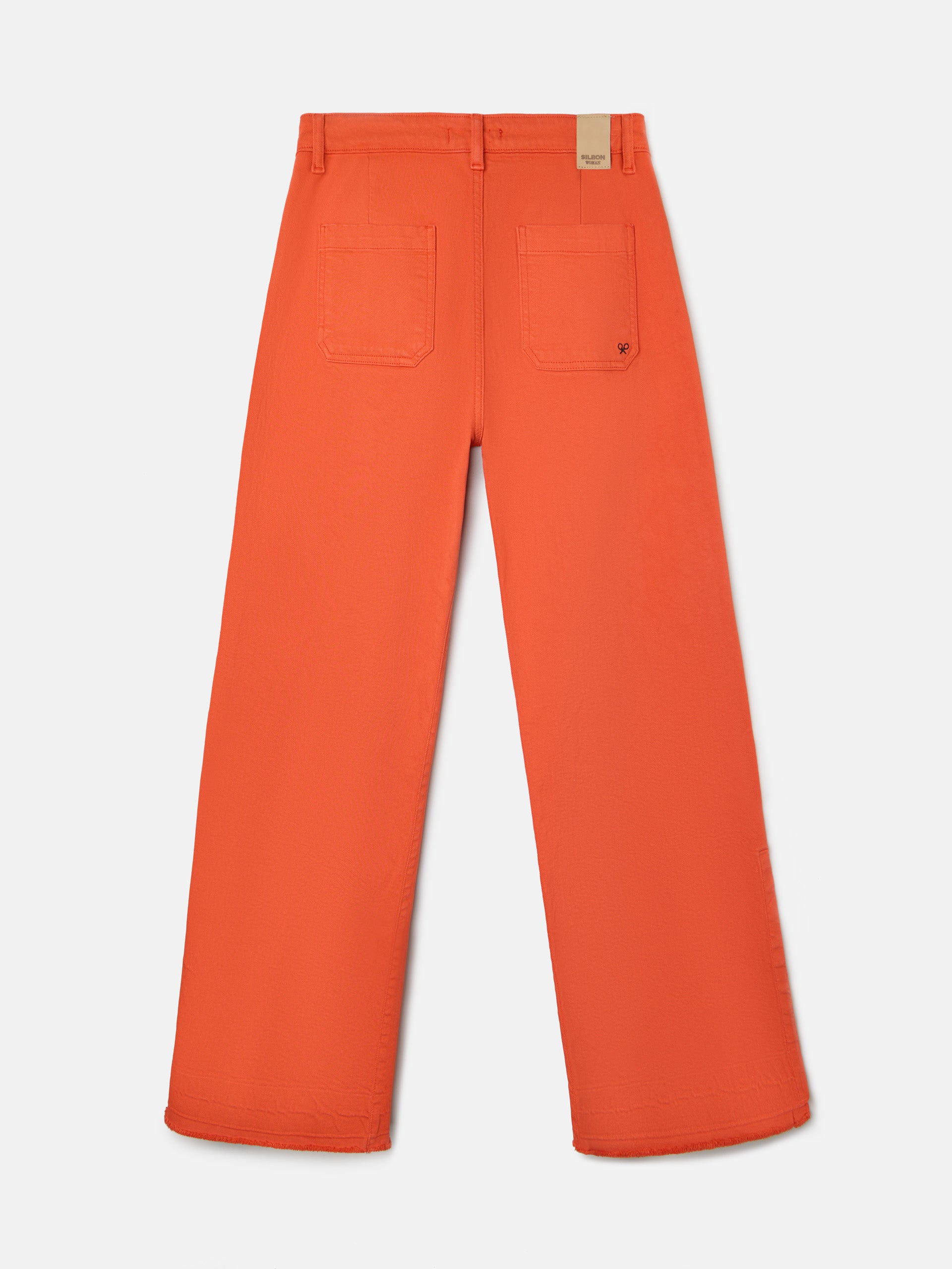 Pantalon denim culotte bolsillos naranja