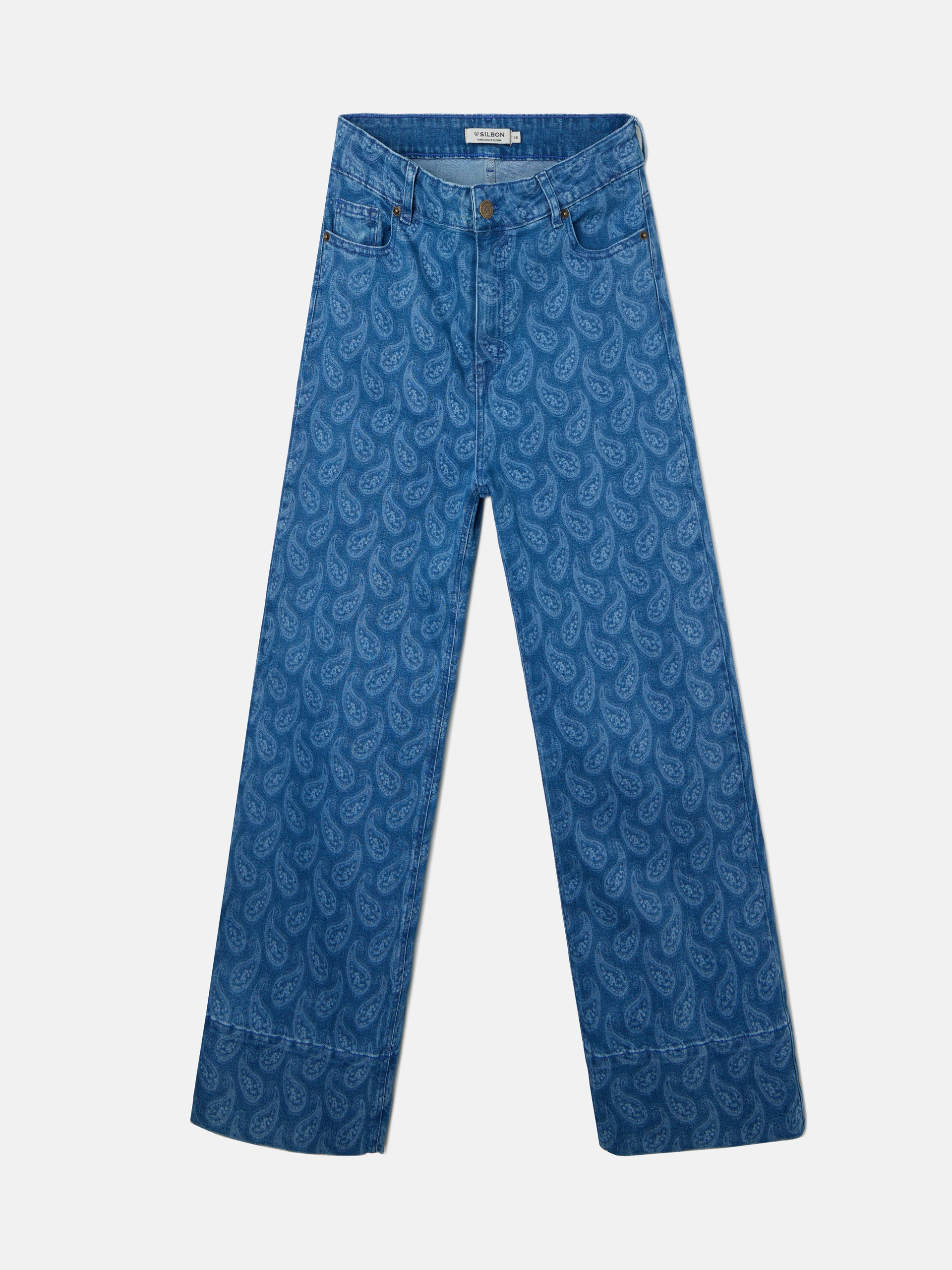 Pantalon denim estampado cachemir