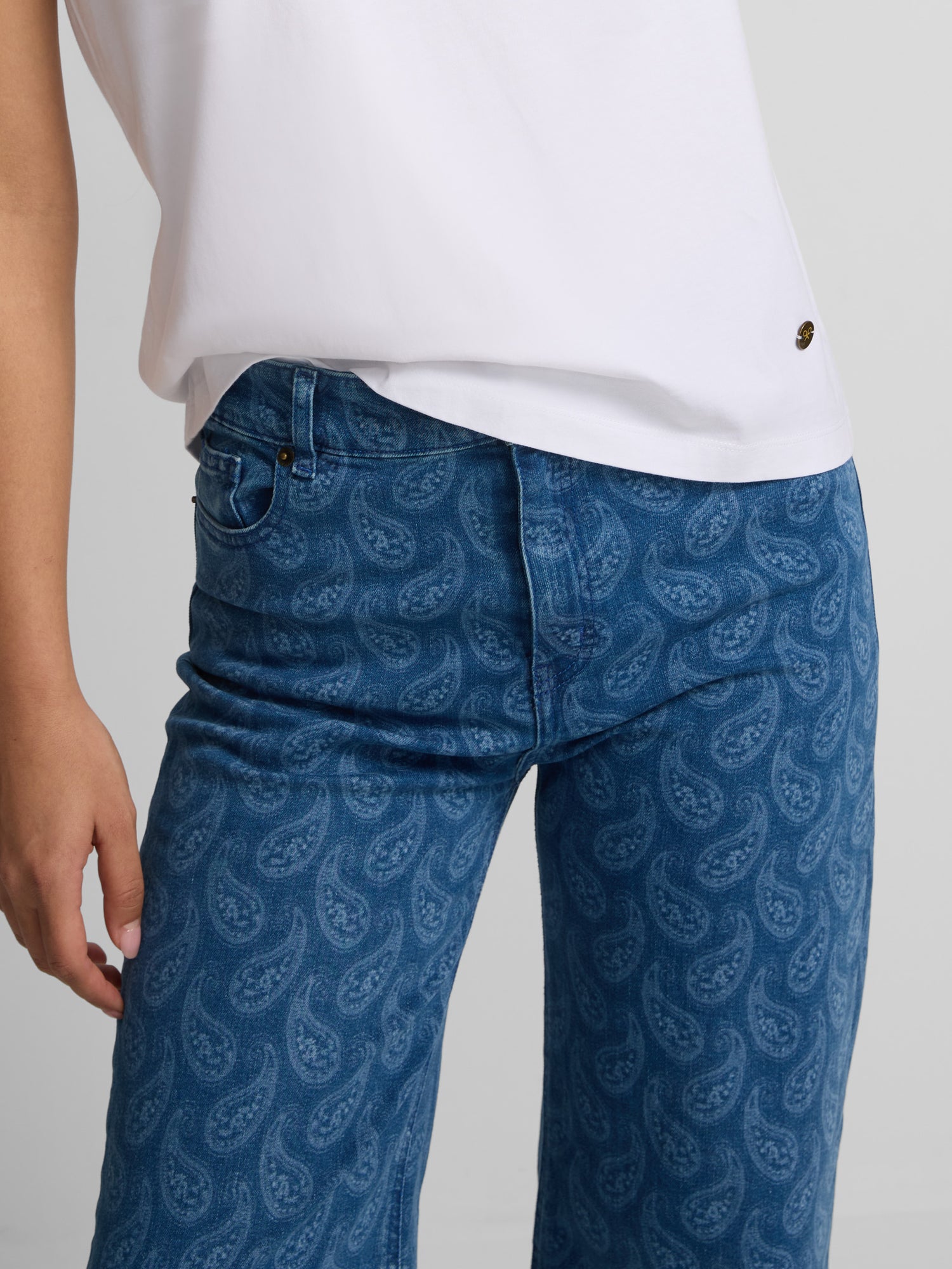 Pantalon denim estampado cachemir