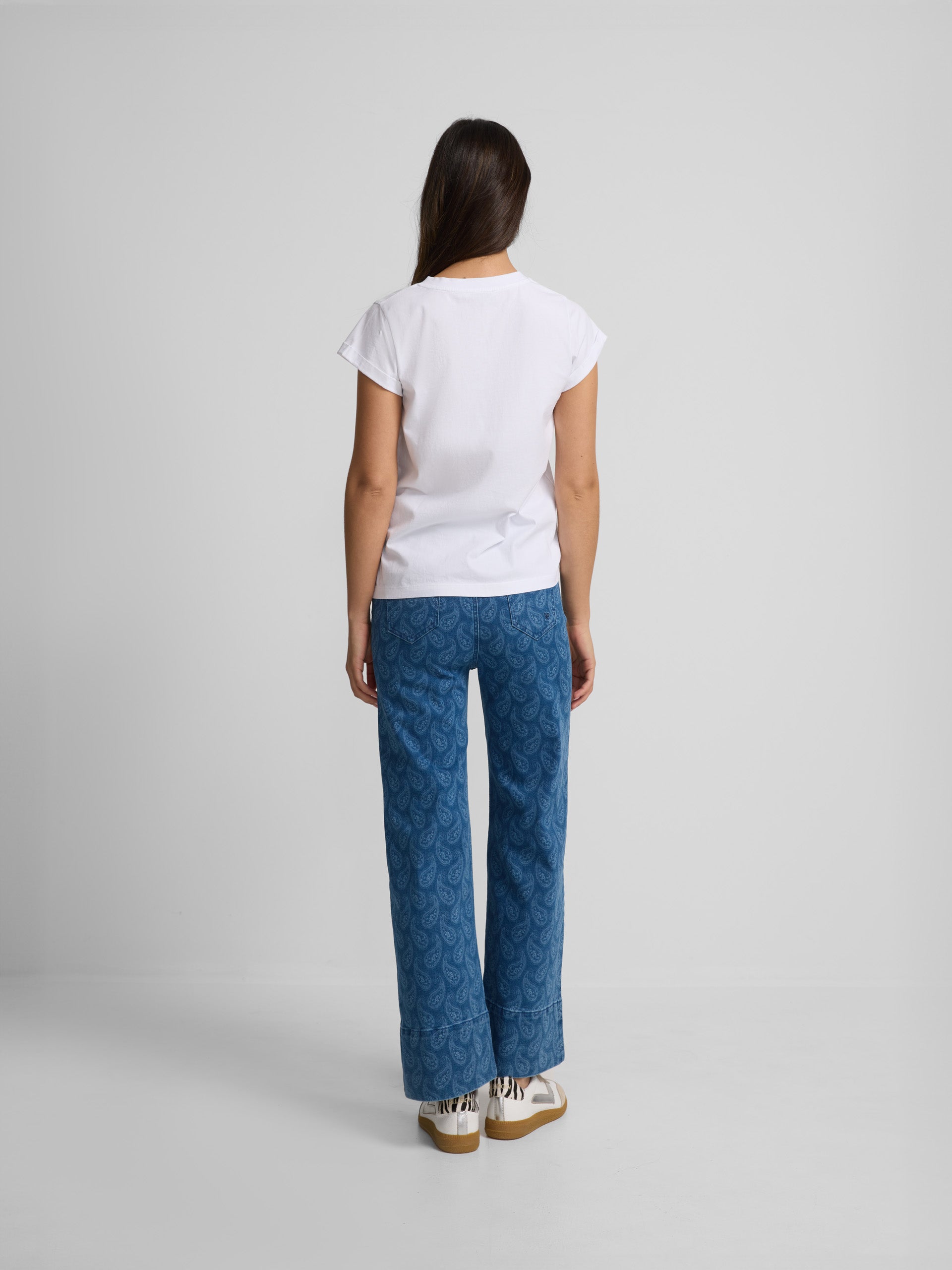 Pantalon denim estampado cachemir