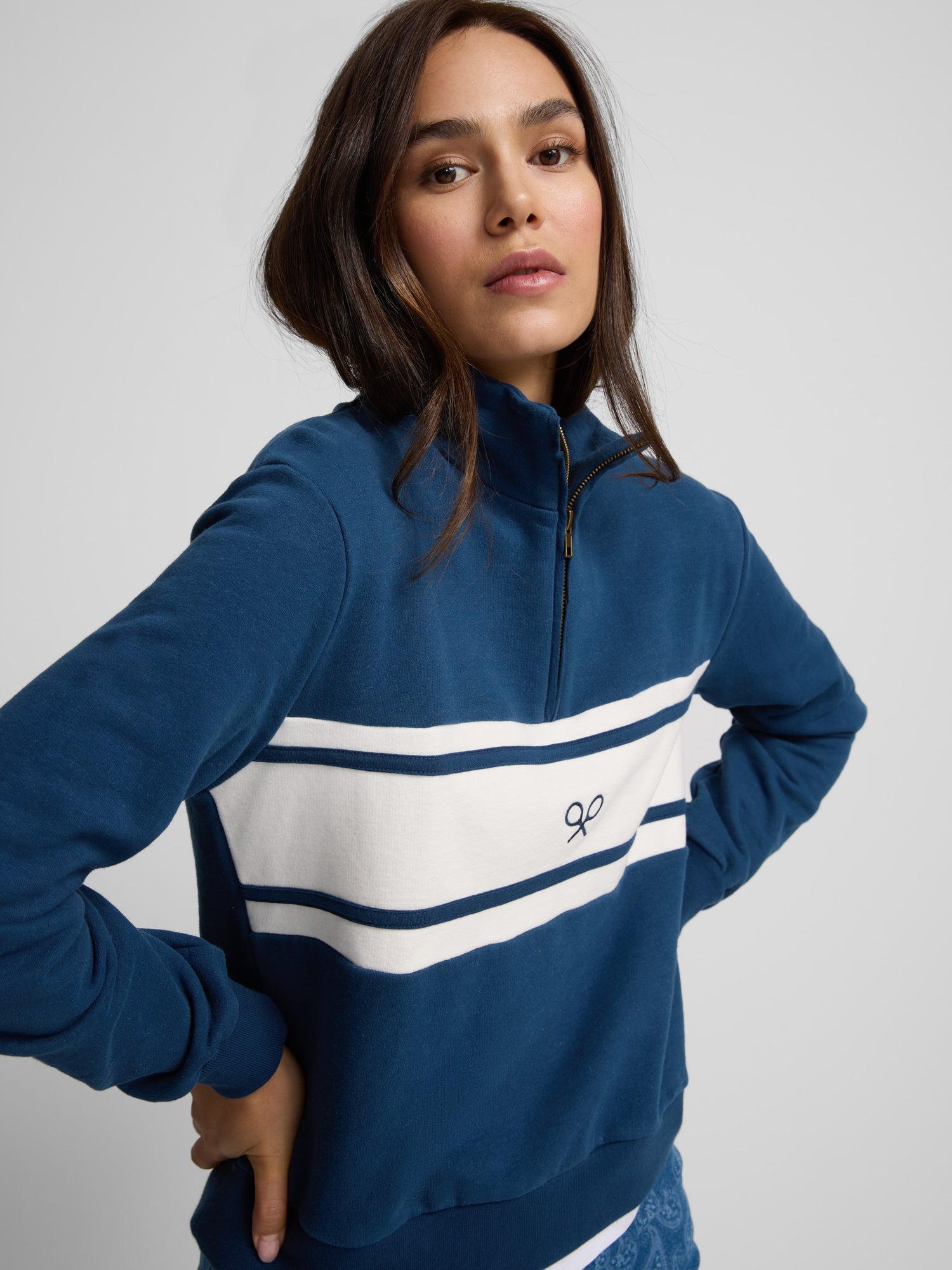 Sweat femme zippé bleu marine