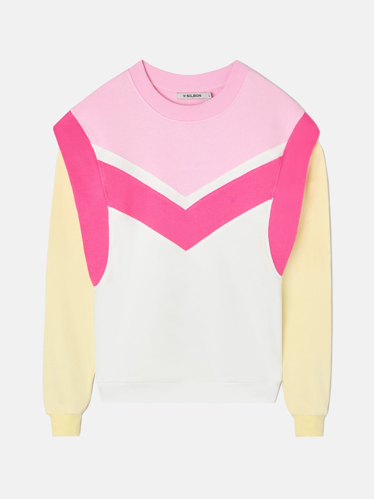 Sudadera woman tricolor hombrera rosa