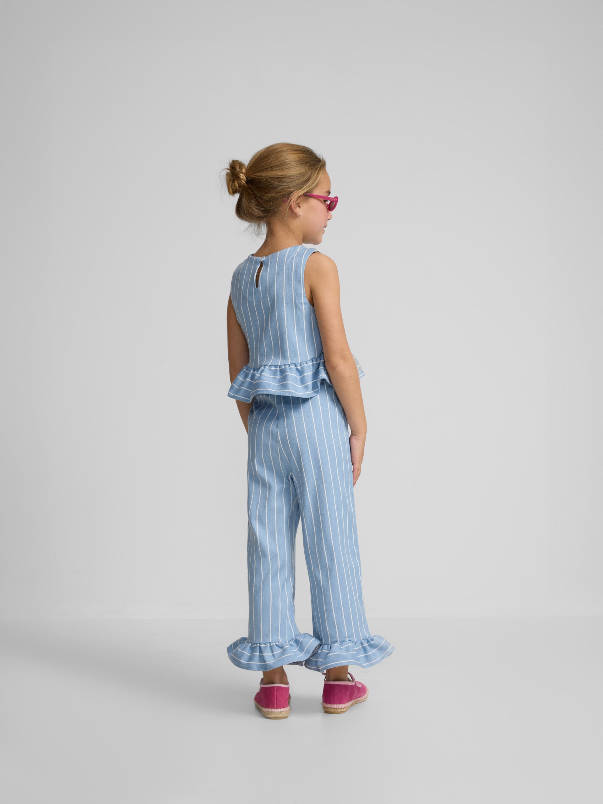 Pantalon girl culotte rayas denim