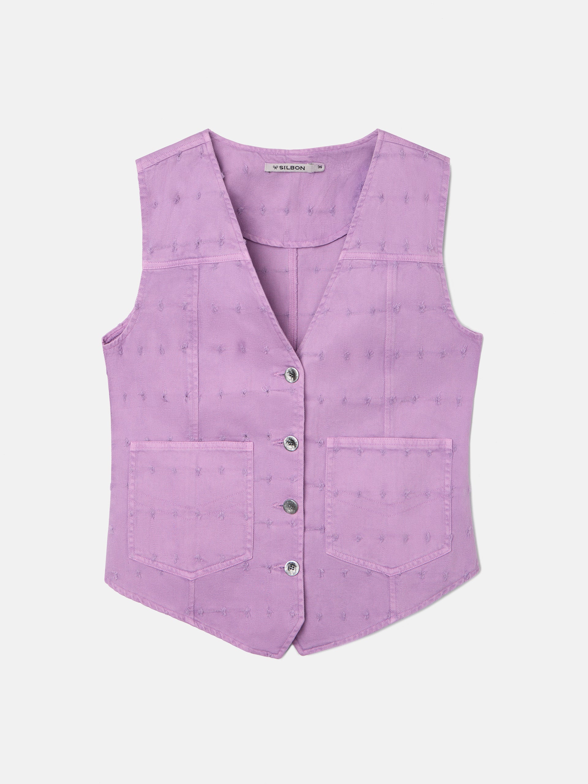 Purple openwork denim vest