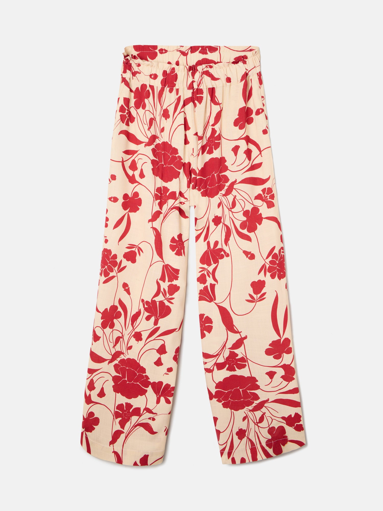 Pantalon palazzo estampado flores rojas