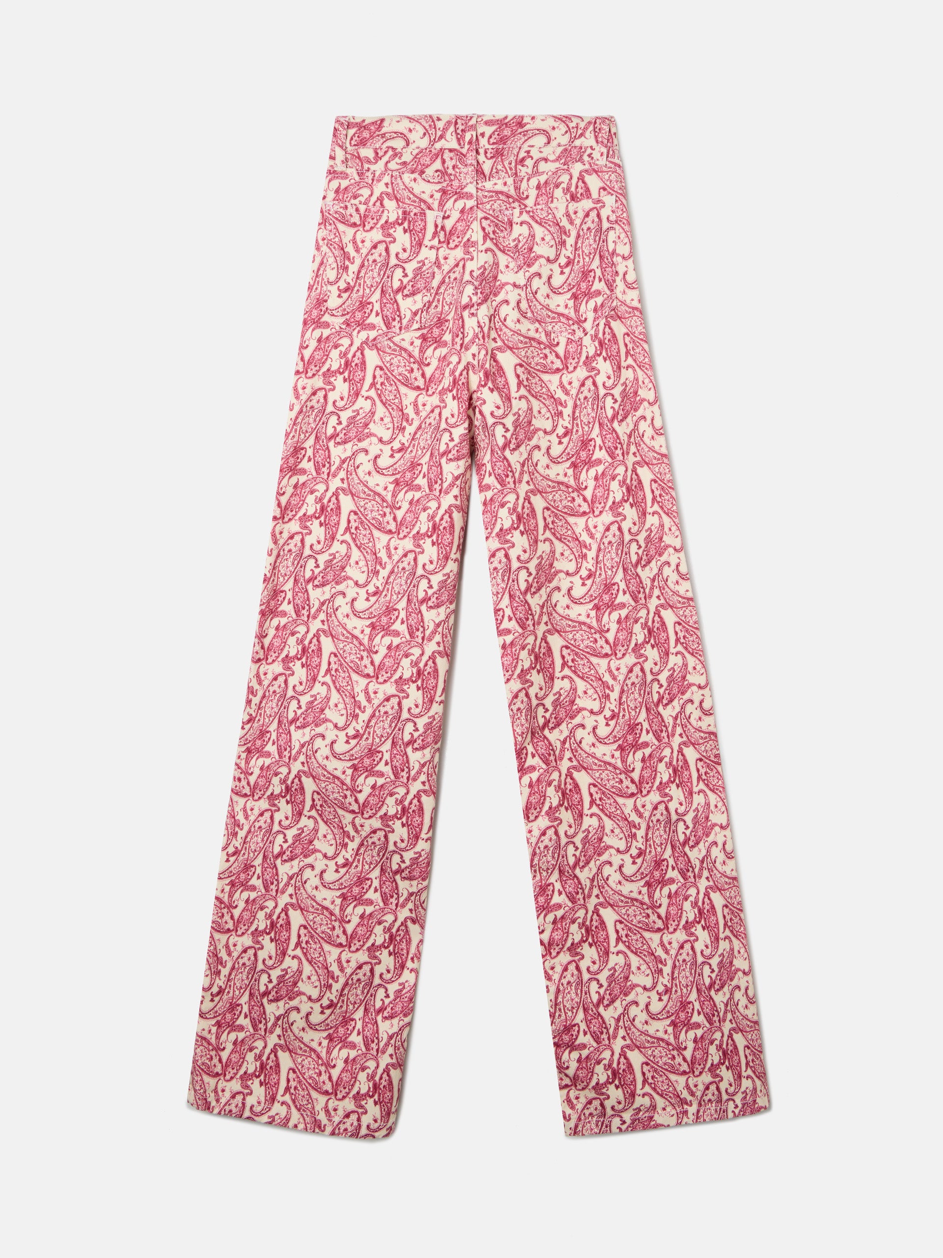 Pantalon demin estampado cachemir rosa