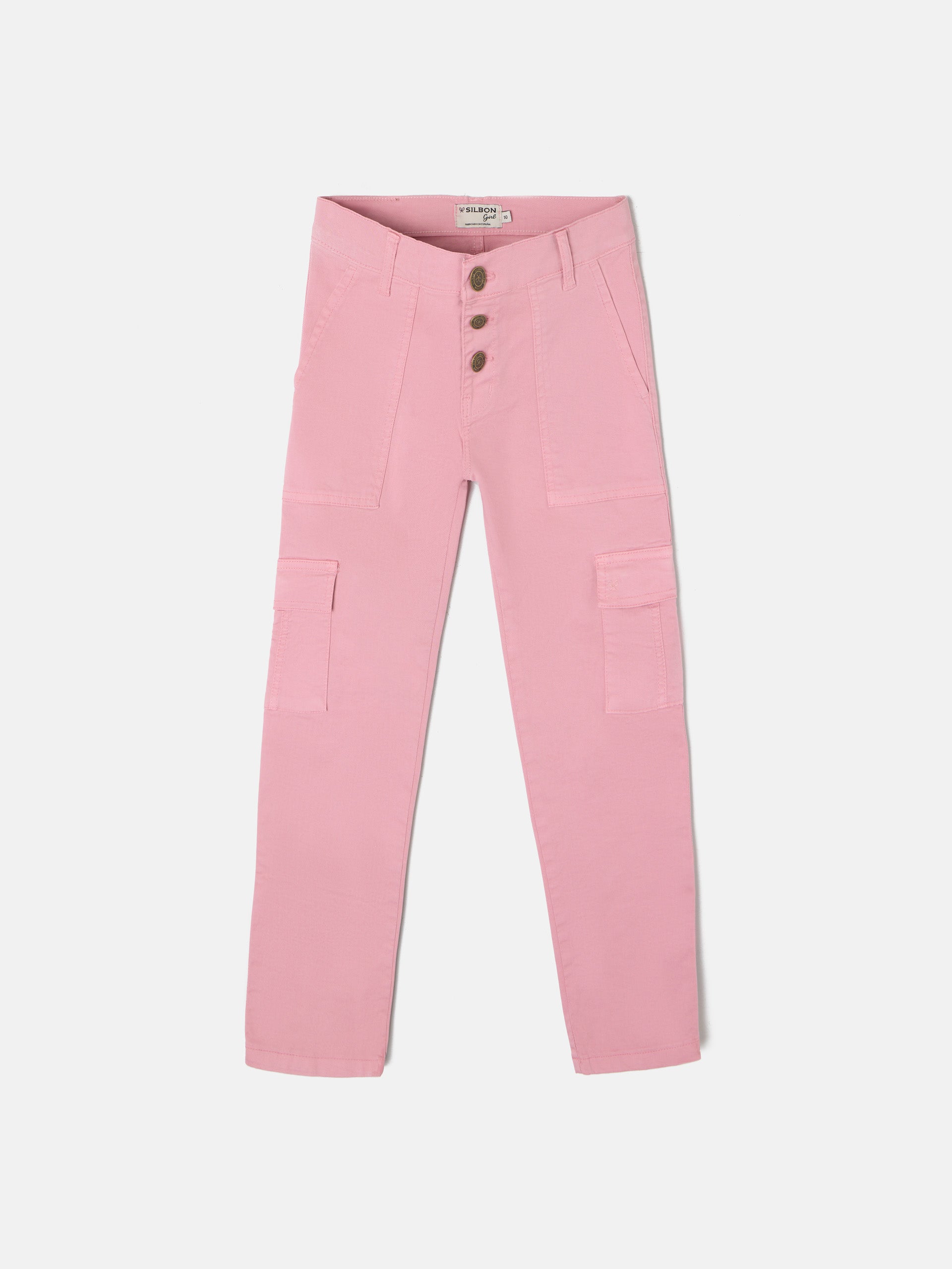 Pantalon girl denim cargo rosa