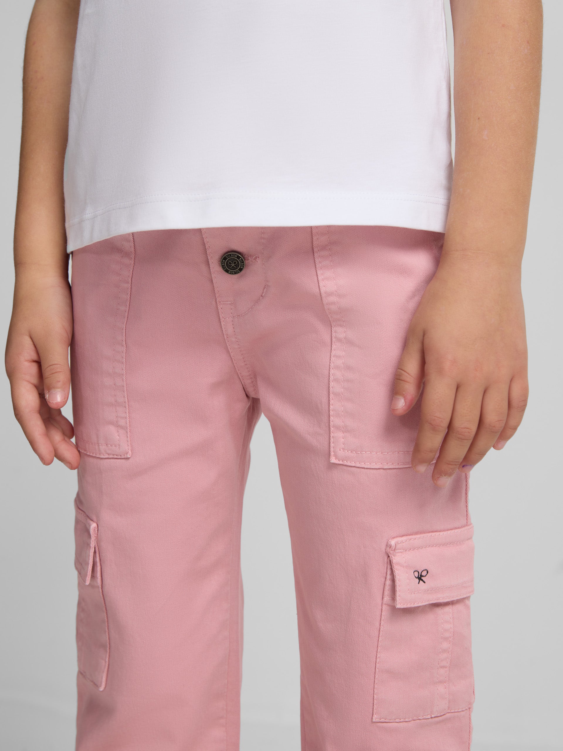 Pantalon girl denim cargo rosa